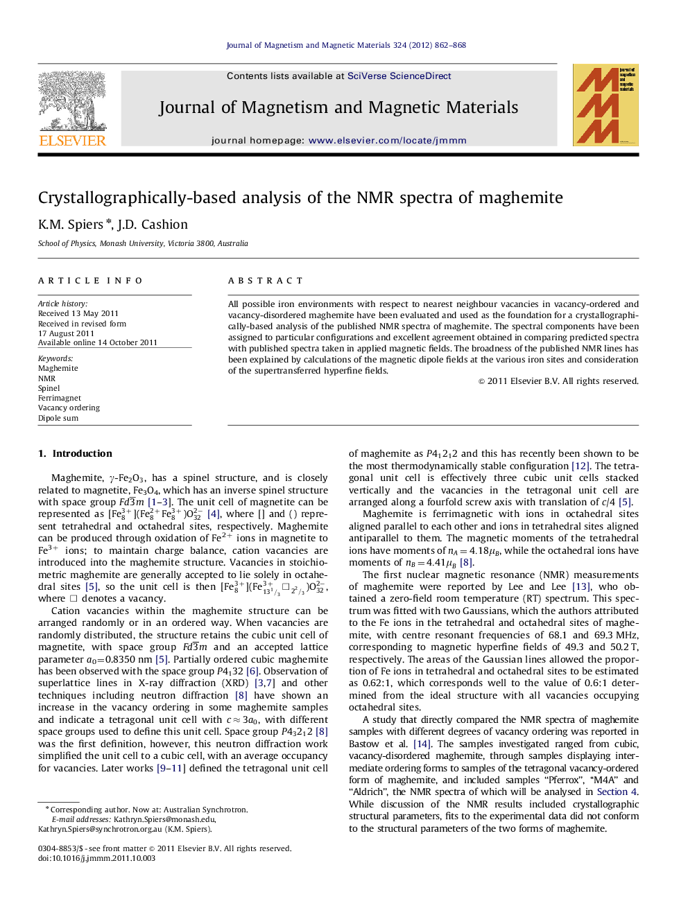 Crystallographically-based analysis of the NMR spectra of maghemite