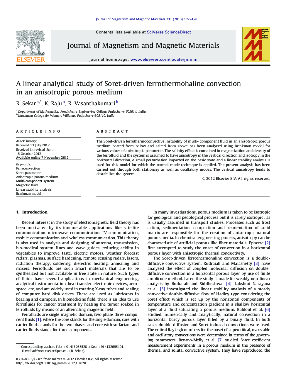 A linear analytical study of Soret-driven ferrothermohaline convection in an anisotropic porous medium