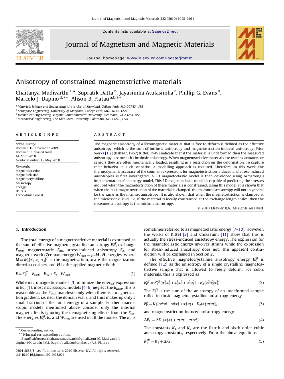 Anisotropy of constrained magnetostrictive materials