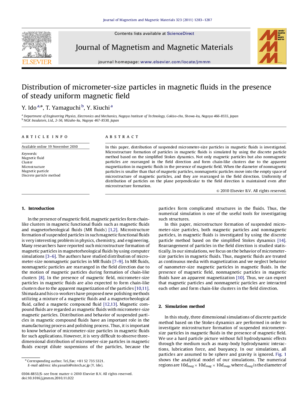 Distribution of micrometer-size particles in magnetic fluids in the presence of steady uniform magnetic field