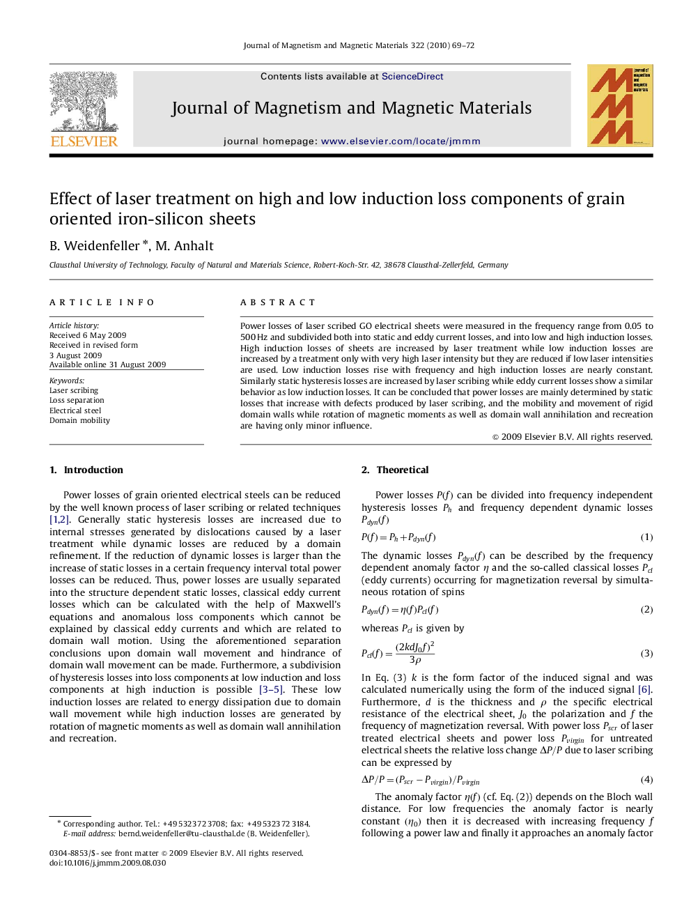 Effect of laser treatment on high and low induction loss components of grain oriented iron-silicon sheets