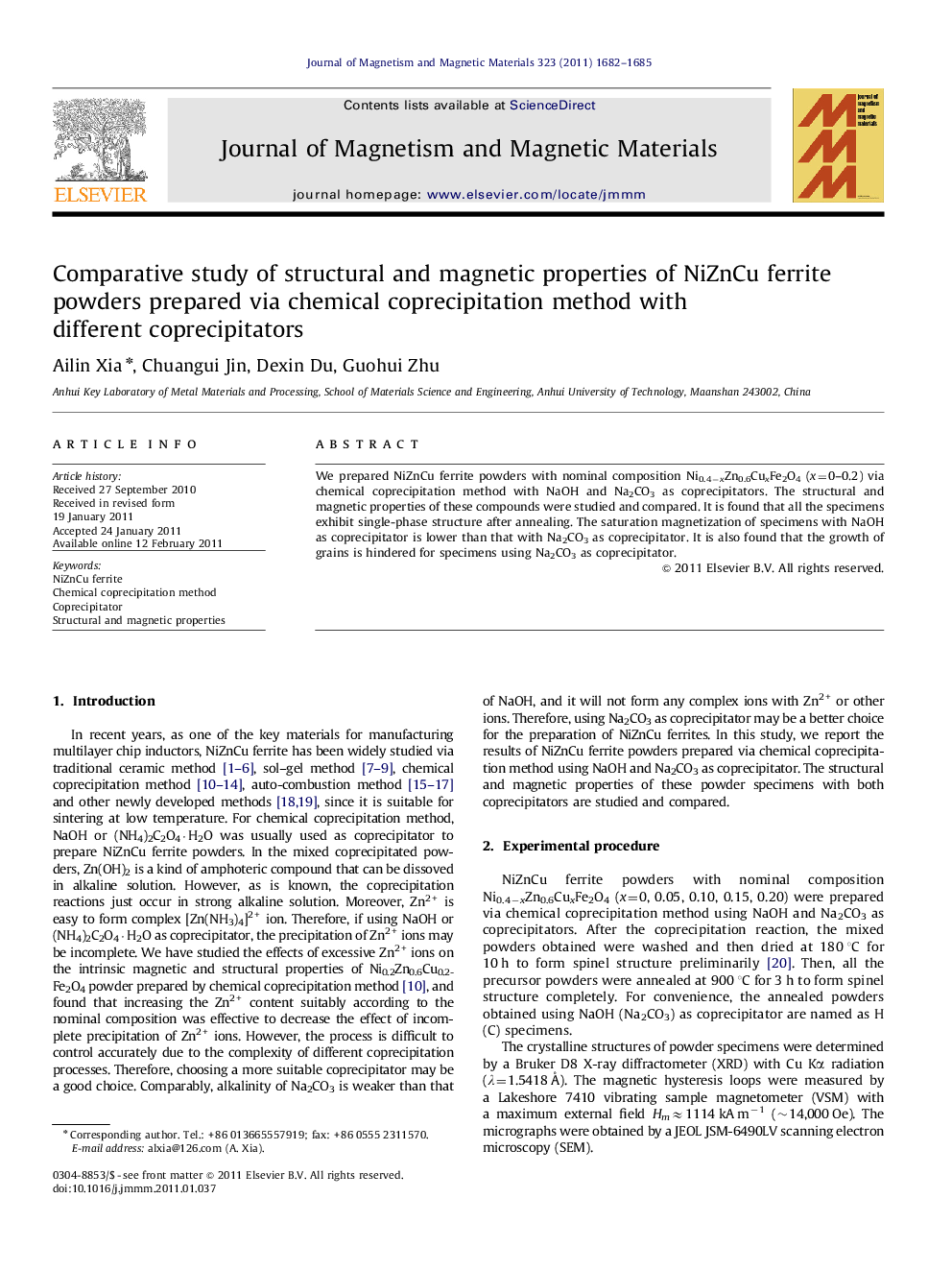 Comparative study of structural and magnetic properties of NiZnCu ferrite powders prepared via chemical coprecipitation method with different coprecipitators
