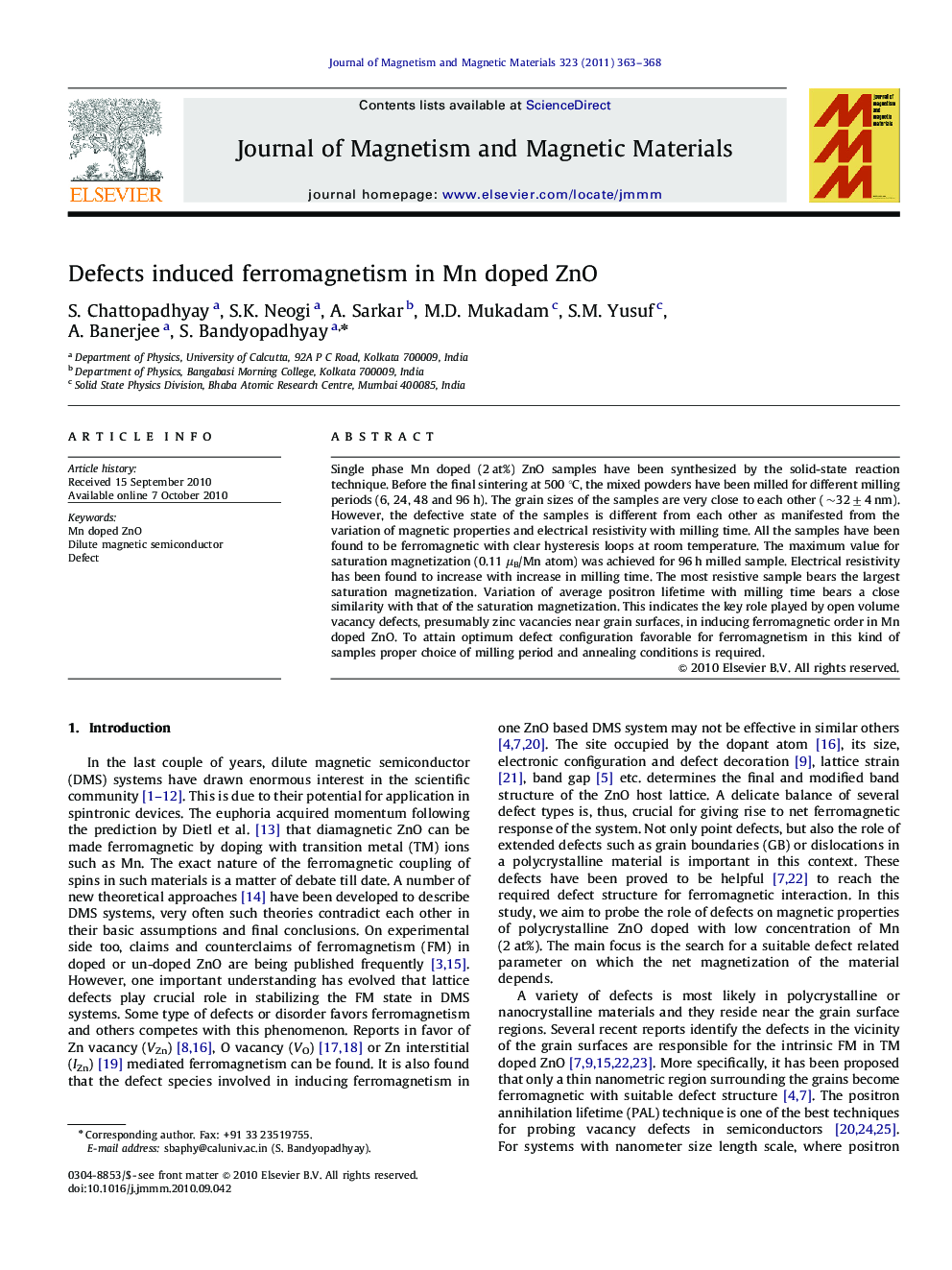 Defects induced ferromagnetism in Mn doped ZnO