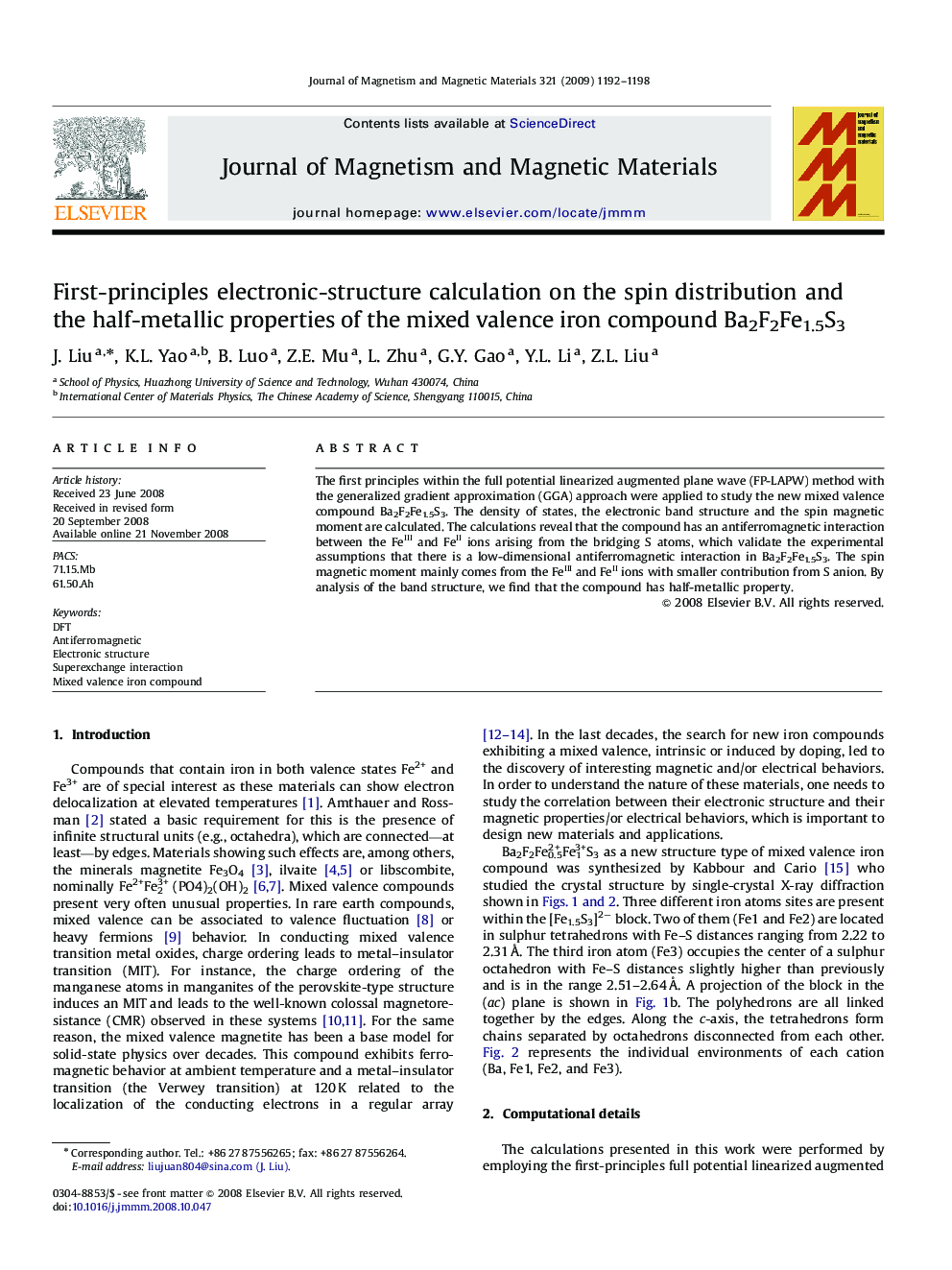 First-principles electronic-structure calculation on the spin distribution and the half-metallic properties of the mixed valence iron compound Ba2F2Fe1.5S3