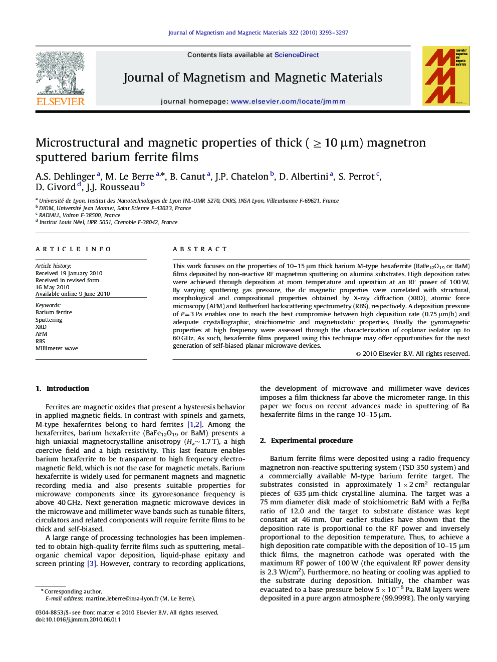 Microstructural and magnetic properties of thick (≥10 μm) magnetron sputtered barium ferrite films