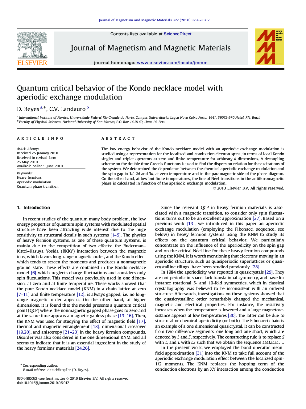 Quantum critical behavior of the Kondo necklace model with aperiodic exchange modulation