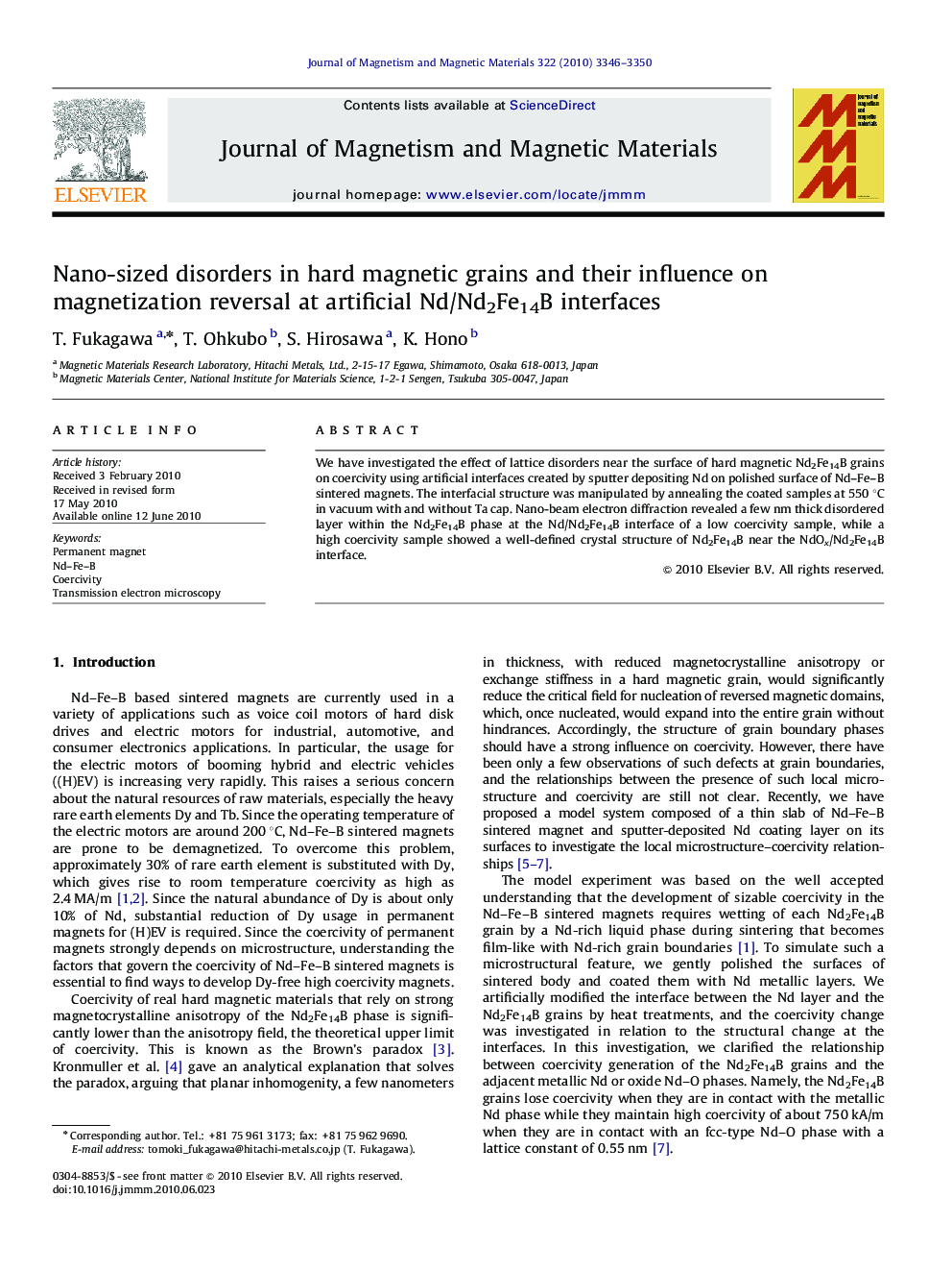 Nano-sized disorders in hard magnetic grains and their influence on magnetization reversal at artificial Nd/Nd2Fe14B interfaces