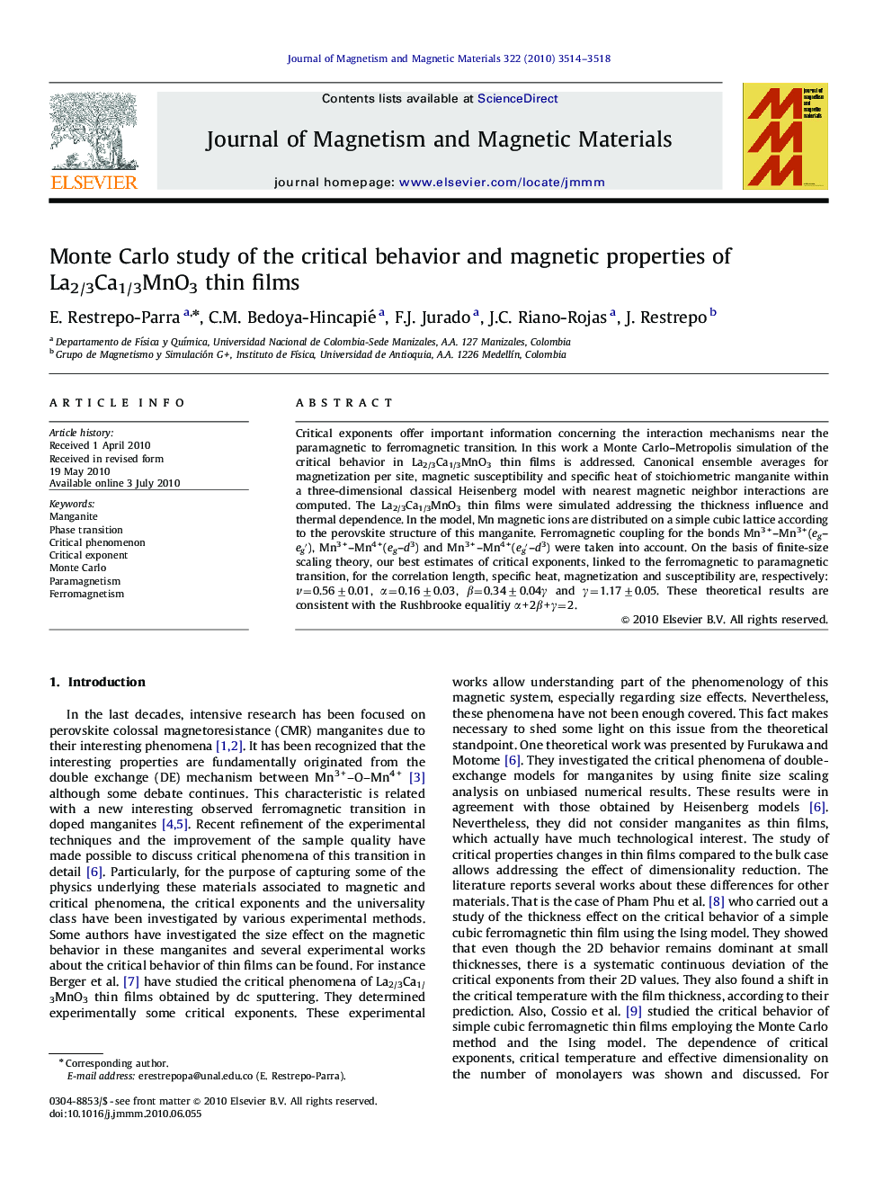 Monte Carlo study of the critical behavior and magnetic properties of La2/3Ca1/3MnO3 thin films