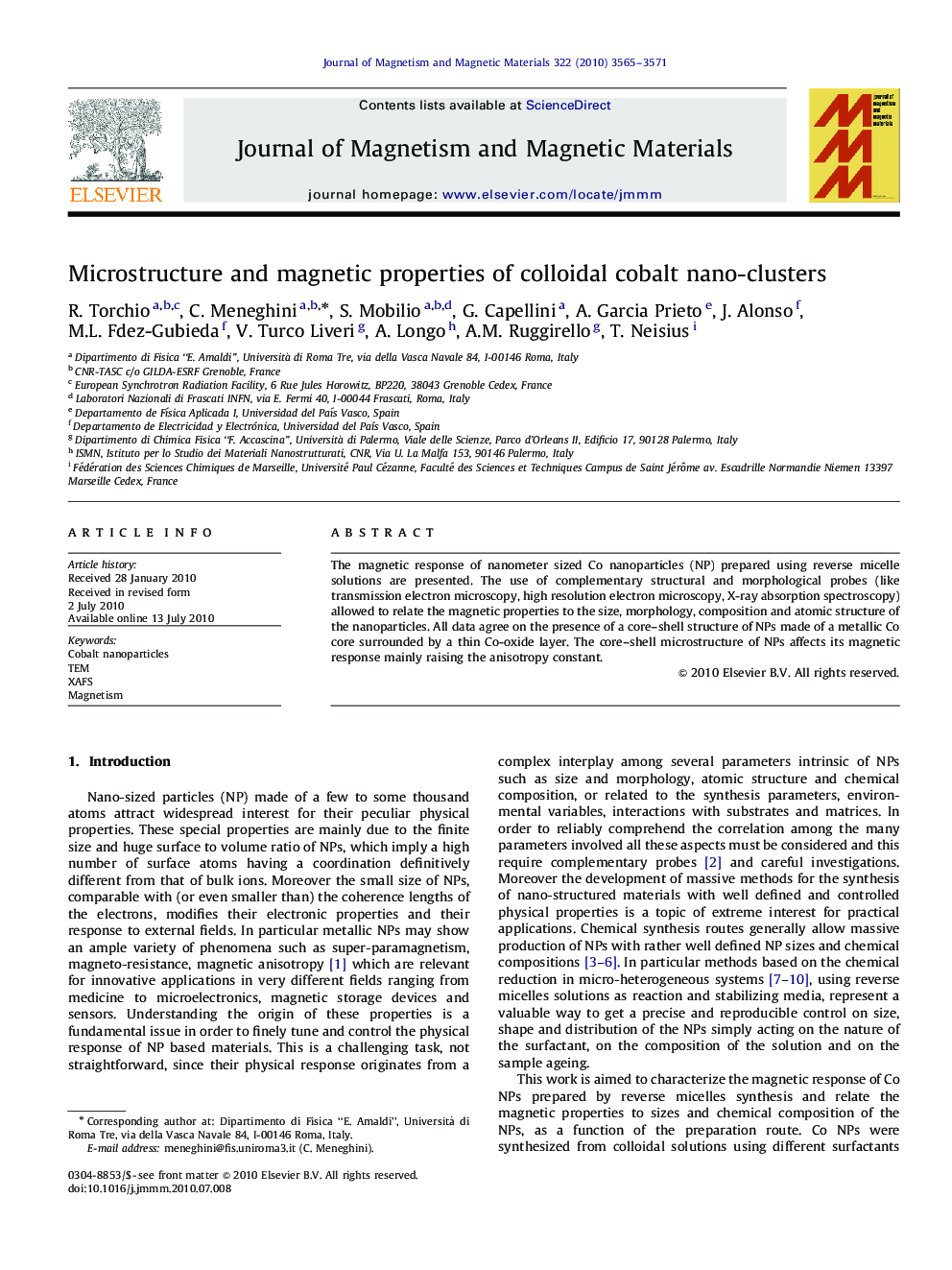 Microstructure and magnetic properties of colloidal cobalt nano-clusters