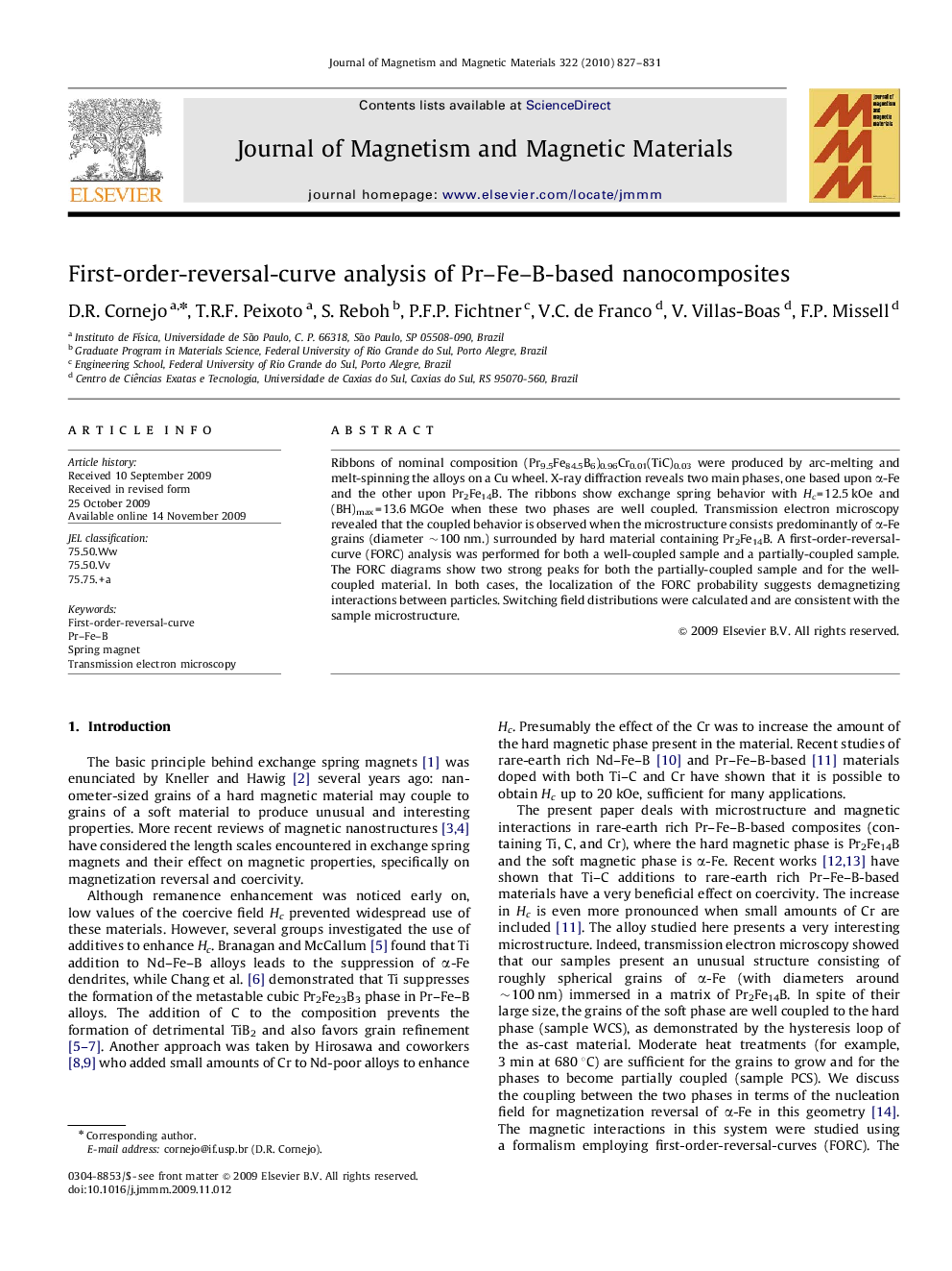 عکس صفحه اول مقاله: First-order-reversal-curve analysis of Pr-Fe-B-based nanocomposites First-order-reversal-curve analysis of Pr-Fe-B-based nanocomposites