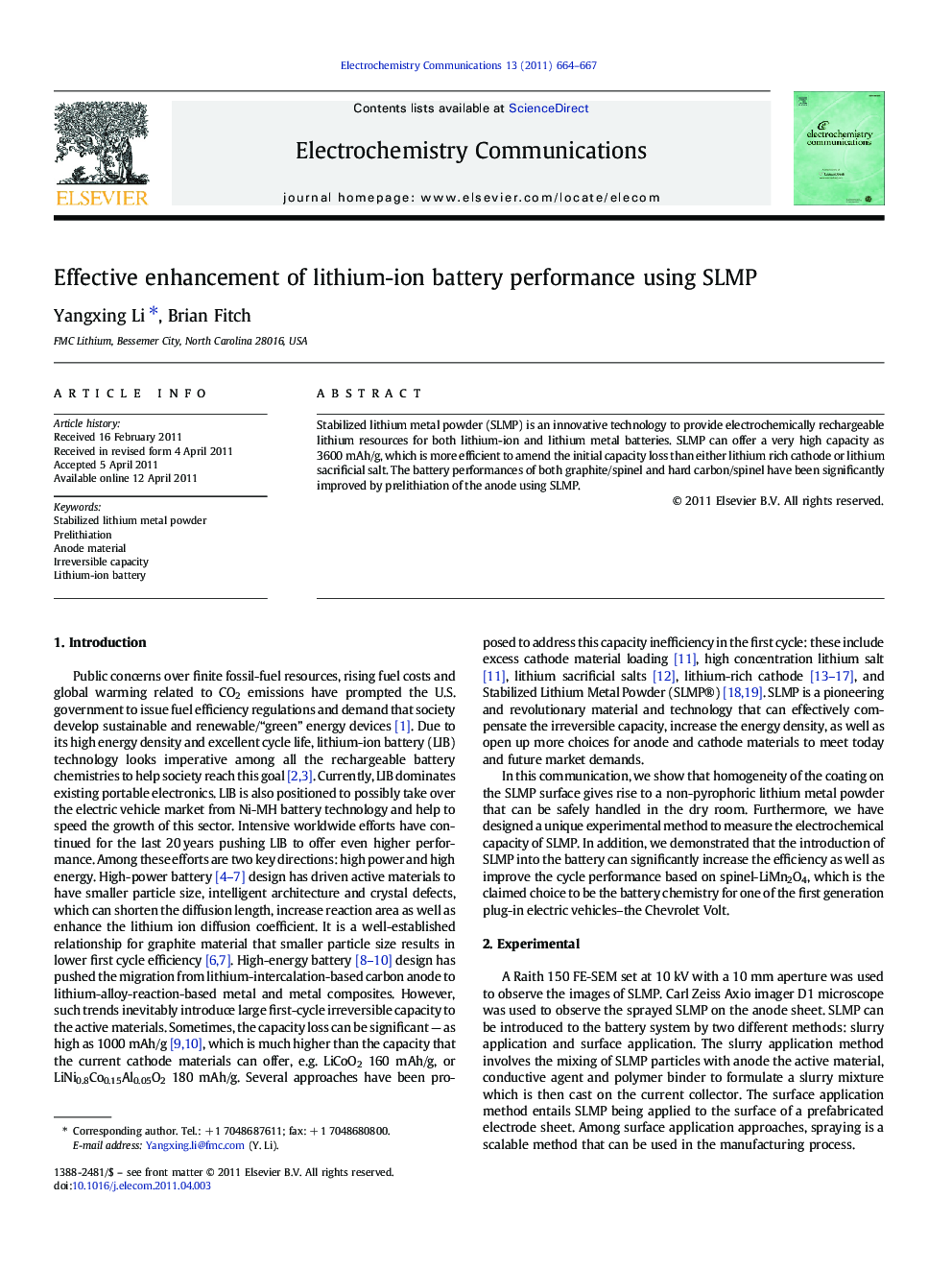 Effective enhancement of lithium-ion battery performance using SLMP