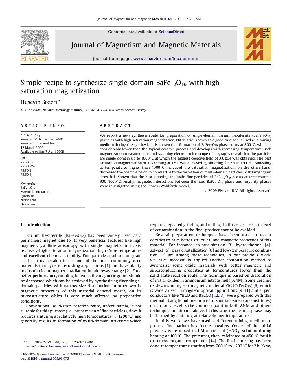 Simple recipe to synthesize single-domain BaFe12O19 with high saturation magnetization