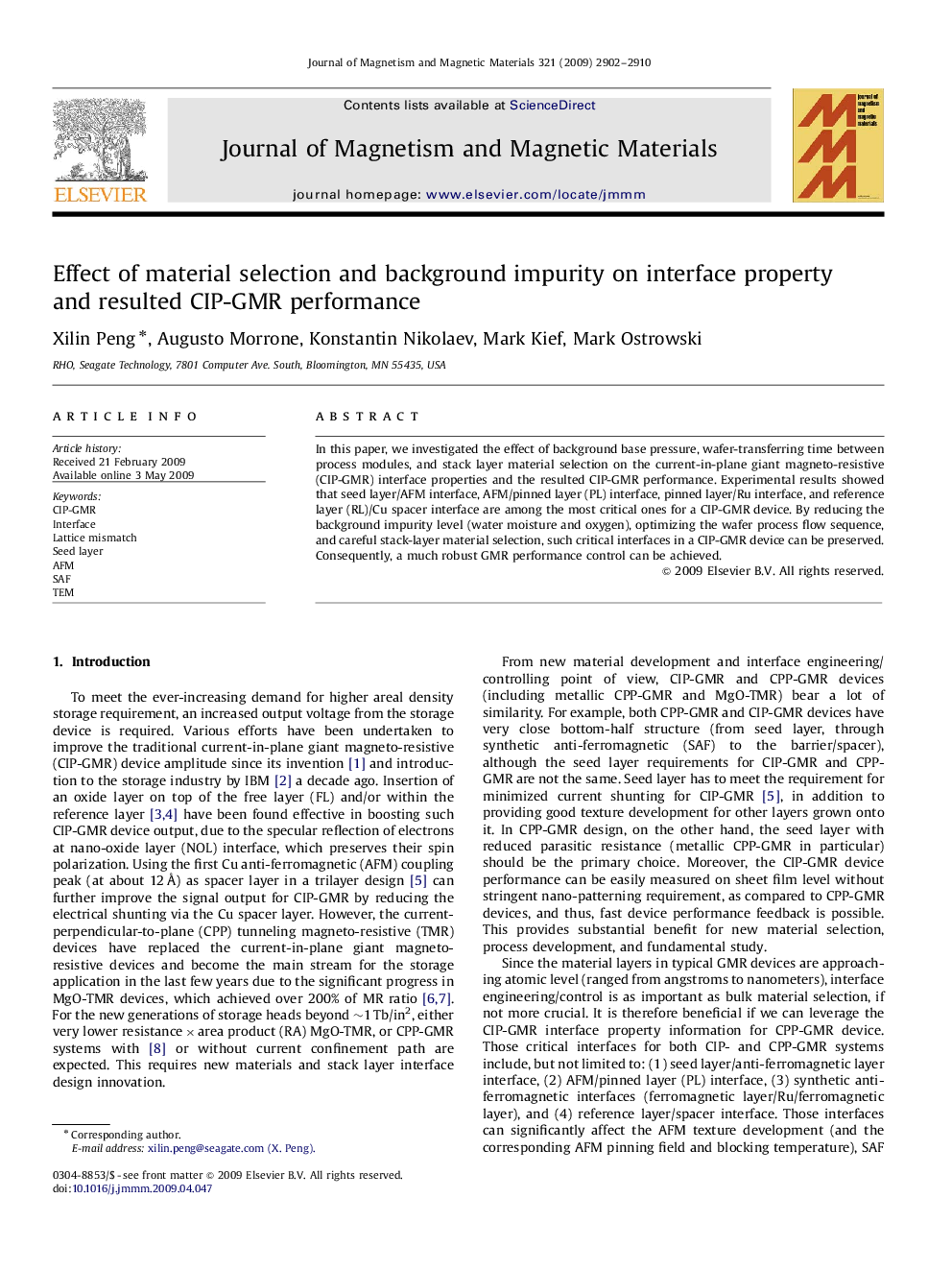 Effect of material selection and background impurity on interface property and resulted CIP-GMR performance