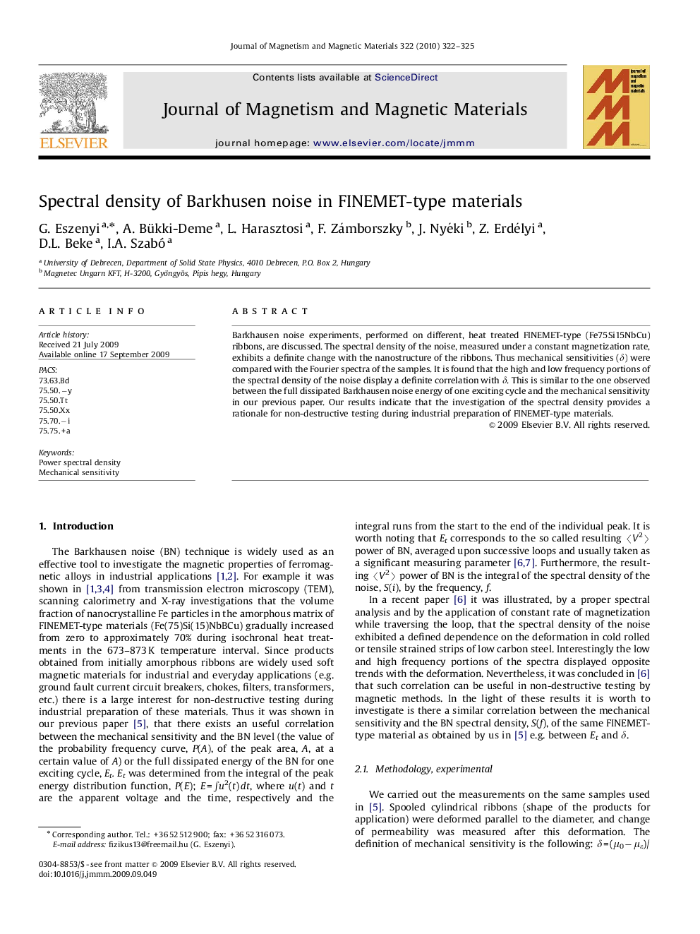 Spectral density of Barkhusen noise in FINEMET-type materials