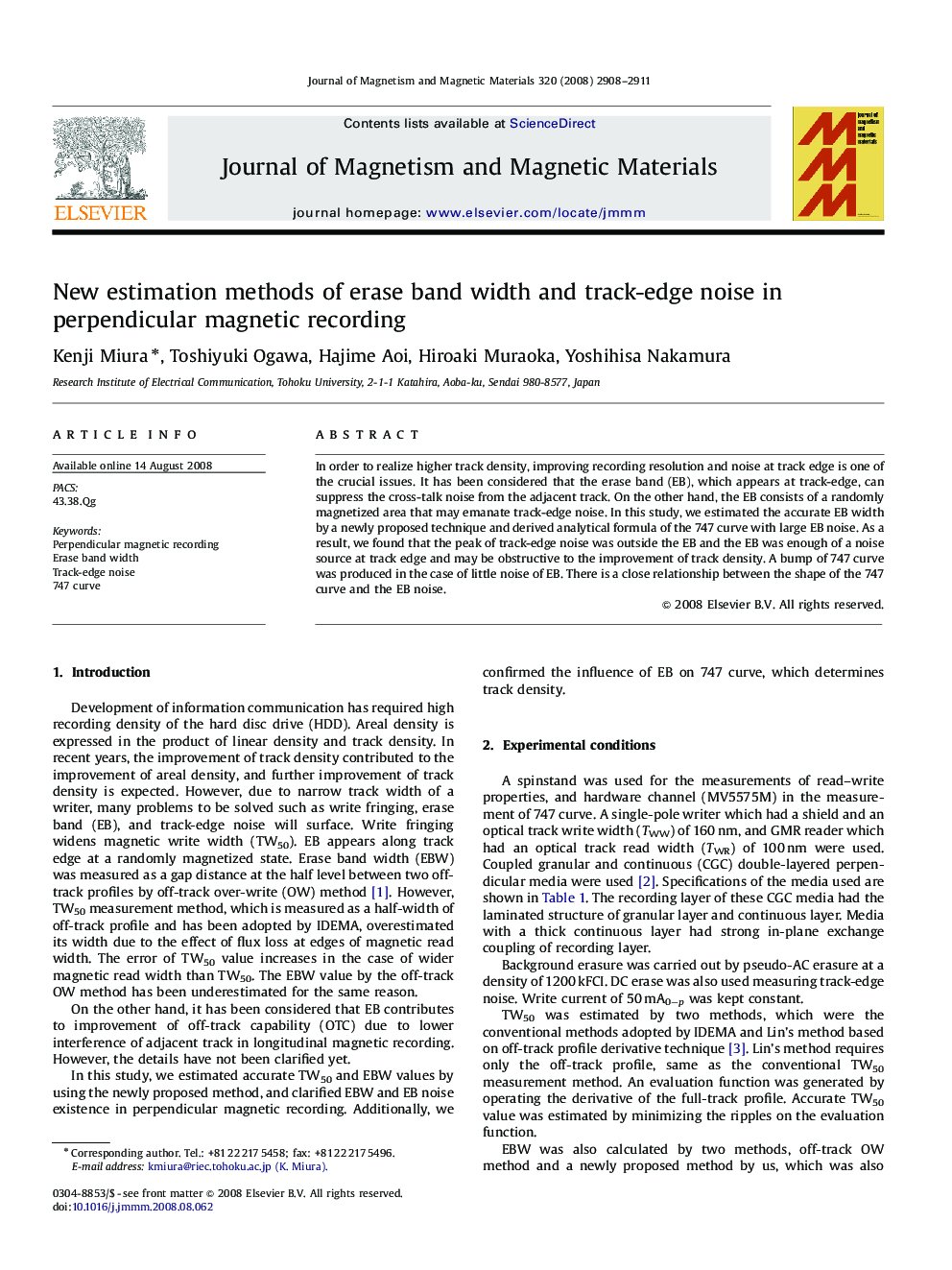New estimation methods of erase band width and track-edge noise in perpendicular magnetic recording