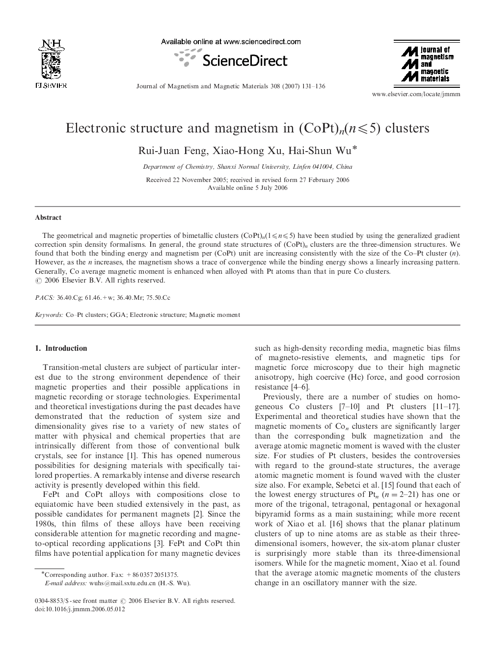 Electronic structure and magnetism in (CoPt)n(nâ©½5) clusters