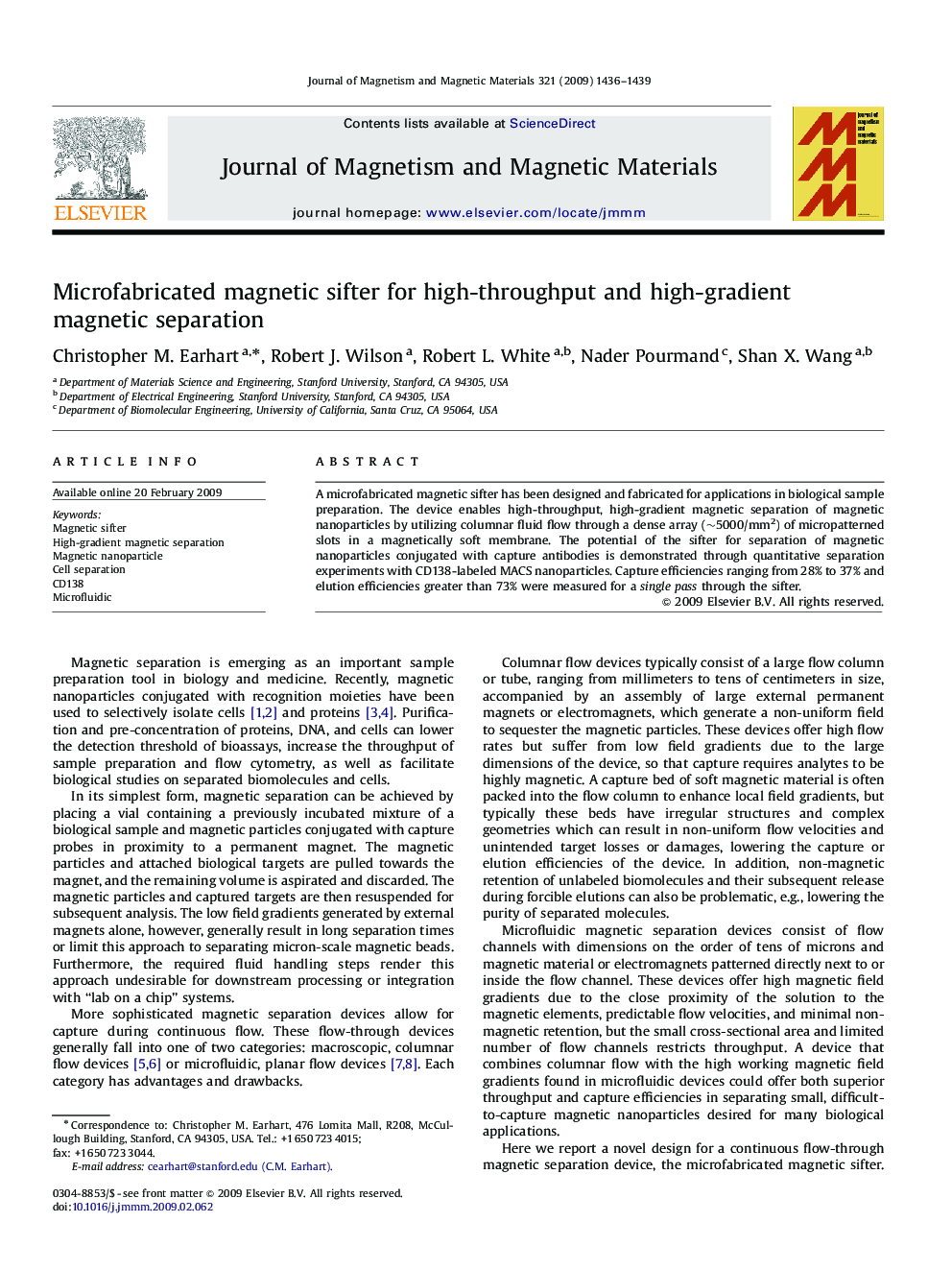 Microfabricated magnetic sifter for high-throughput and high-gradient magnetic separation
