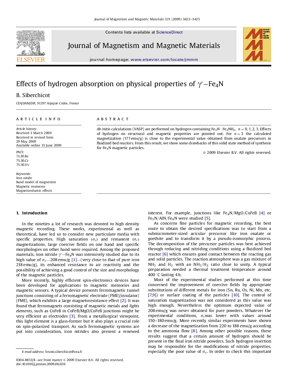 Effects of hydrogen absorption on physical properties of Î³â²-Fe4N