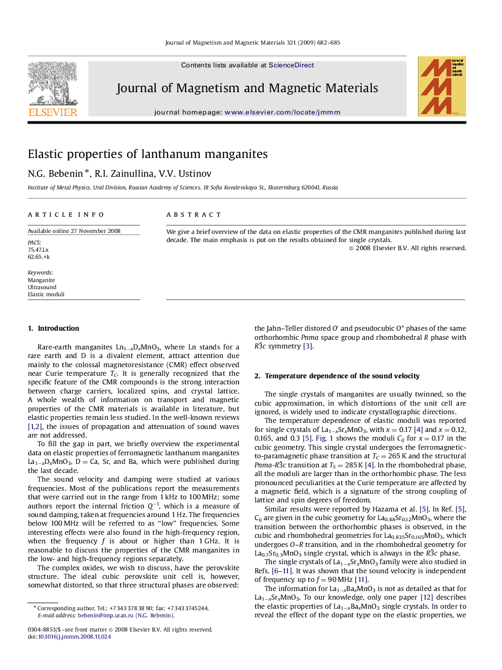 Elastic properties of lanthanum manganites