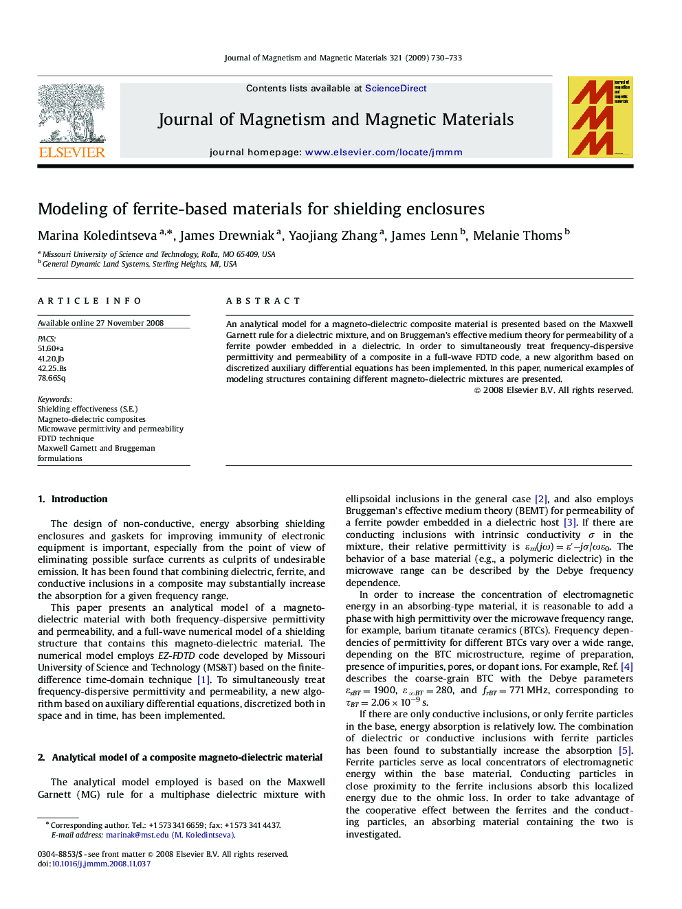 Modeling of ferrite-based materials for shielding enclosures