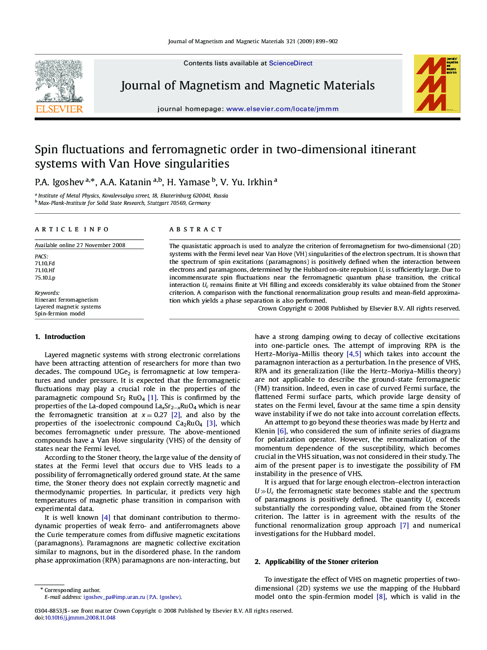 Spin fluctuations and ferromagnetic order in two-dimensional itinerant systems with Van Hove singularities