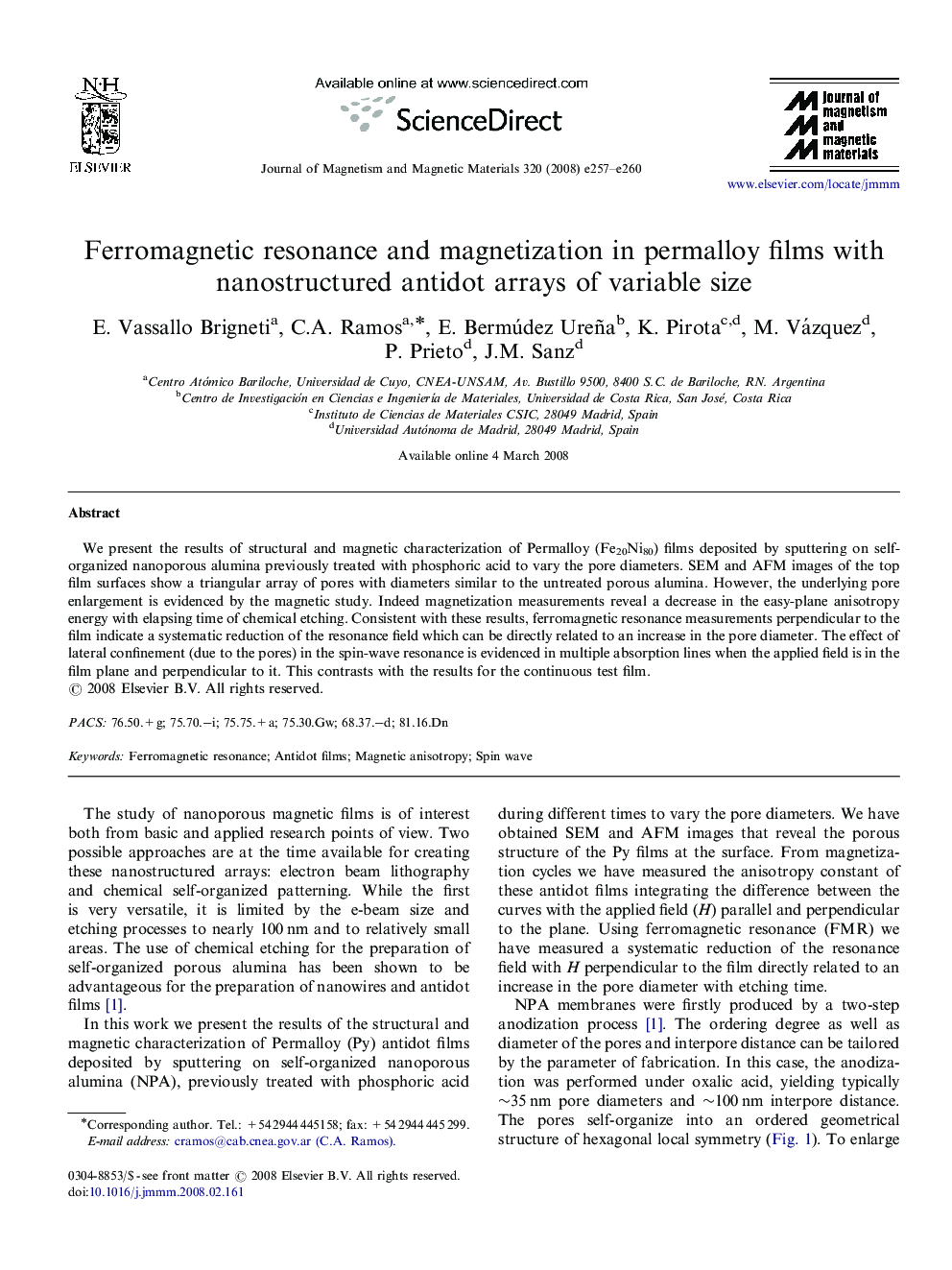 Ferromagnetic resonance and magnetization in permalloy films with nanostructured antidot arrays of variable size