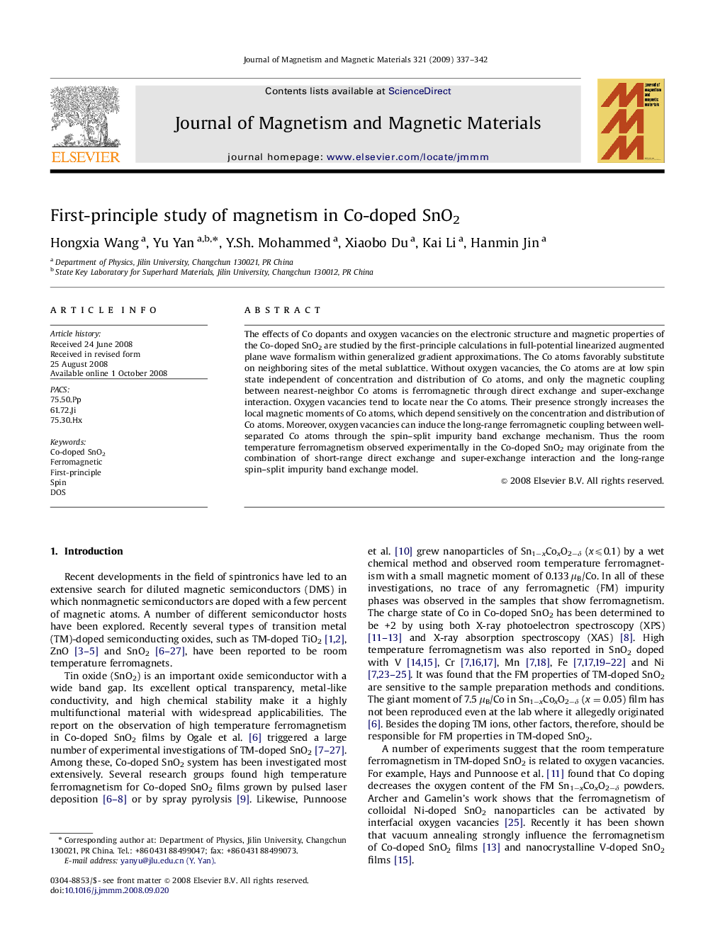 First-principle study of magnetism in Co-doped SnO2