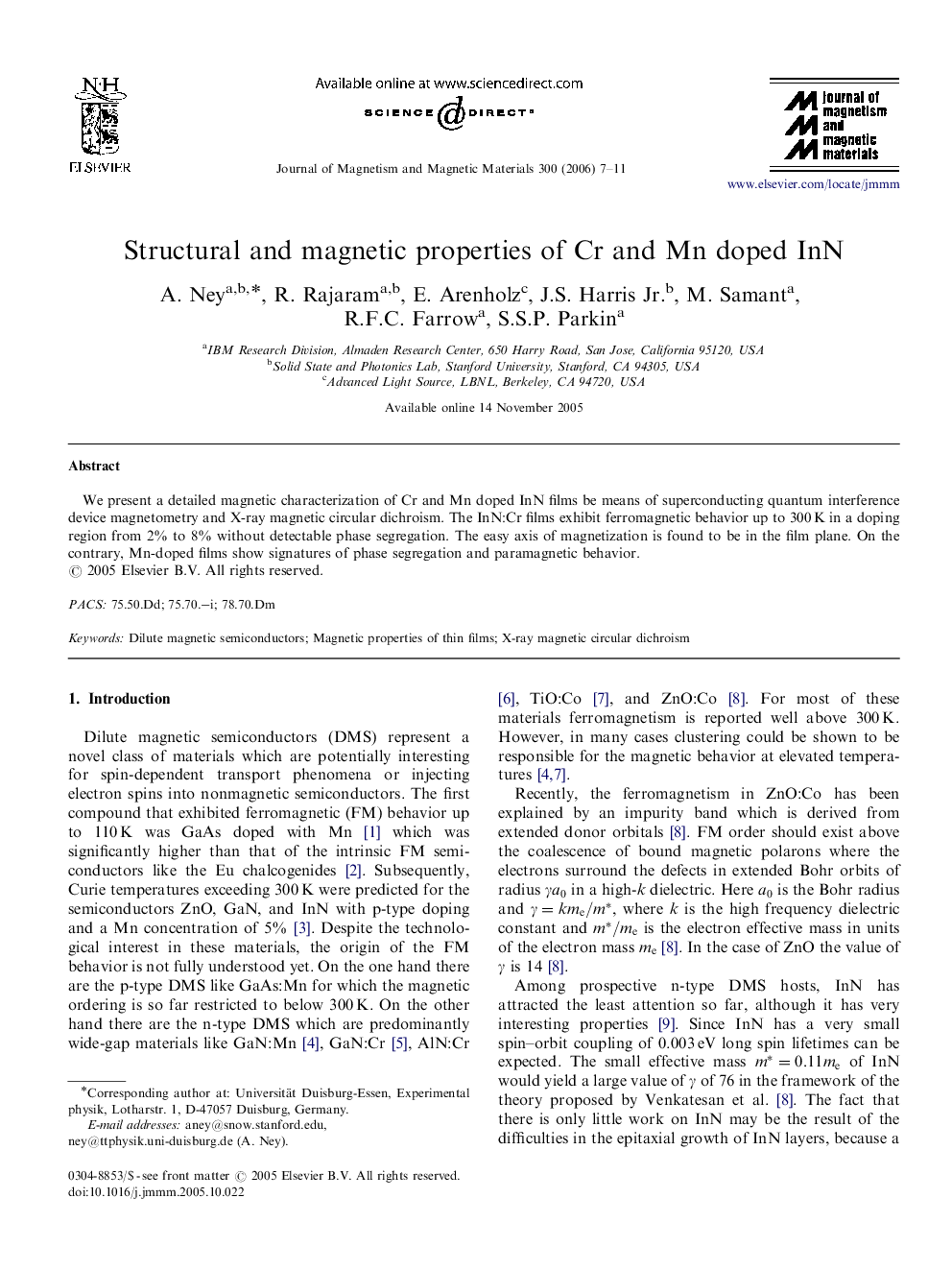Structural and magnetic properties of Cr and Mn doped InN