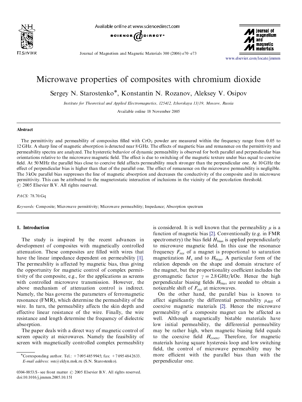 Microwave properties of composites with chromium dioxide