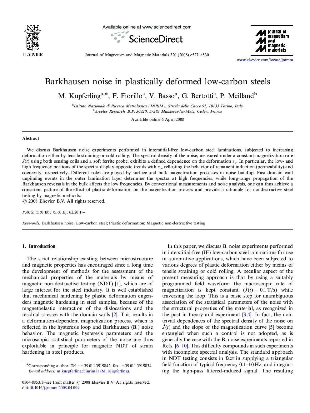 Barkhausen noise in plastically deformed low-carbon steels