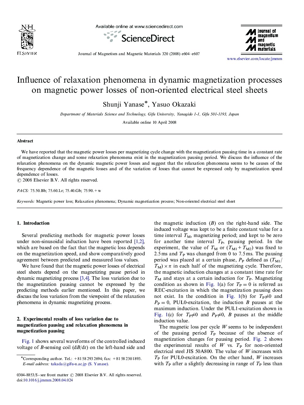 Influence of relaxation phenomena in dynamic magnetization processes on magnetic power losses of non-oriented electrical steel sheets