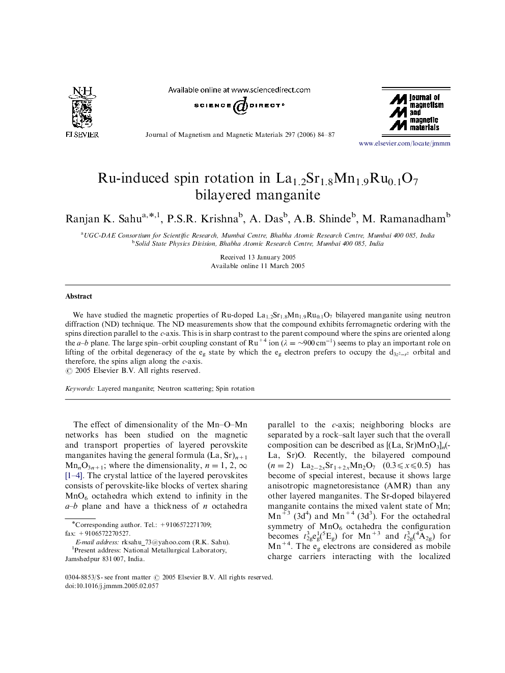 Ru-induced spin rotation in La1.2Sr1.8Mn1.9Ru0.1O7 bilayered manganite