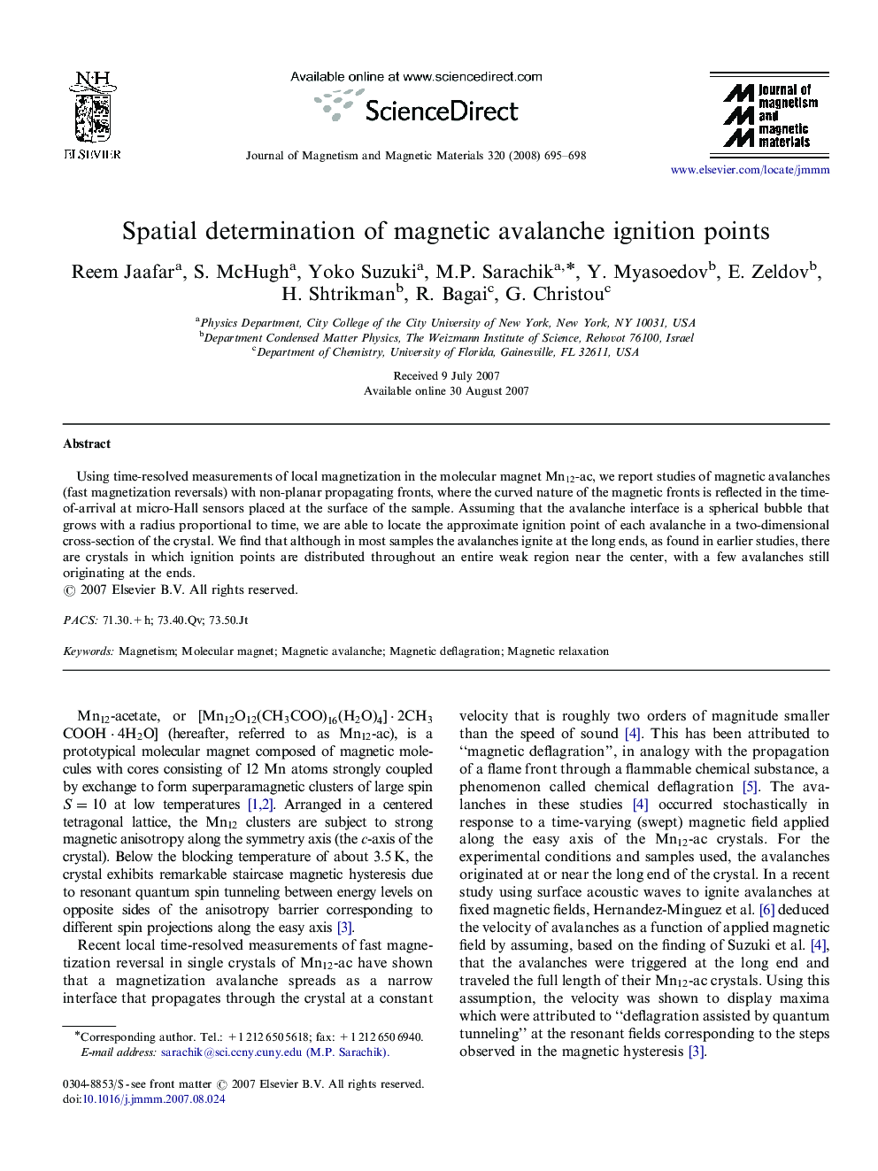 Spatial determination of magnetic avalanche ignition points