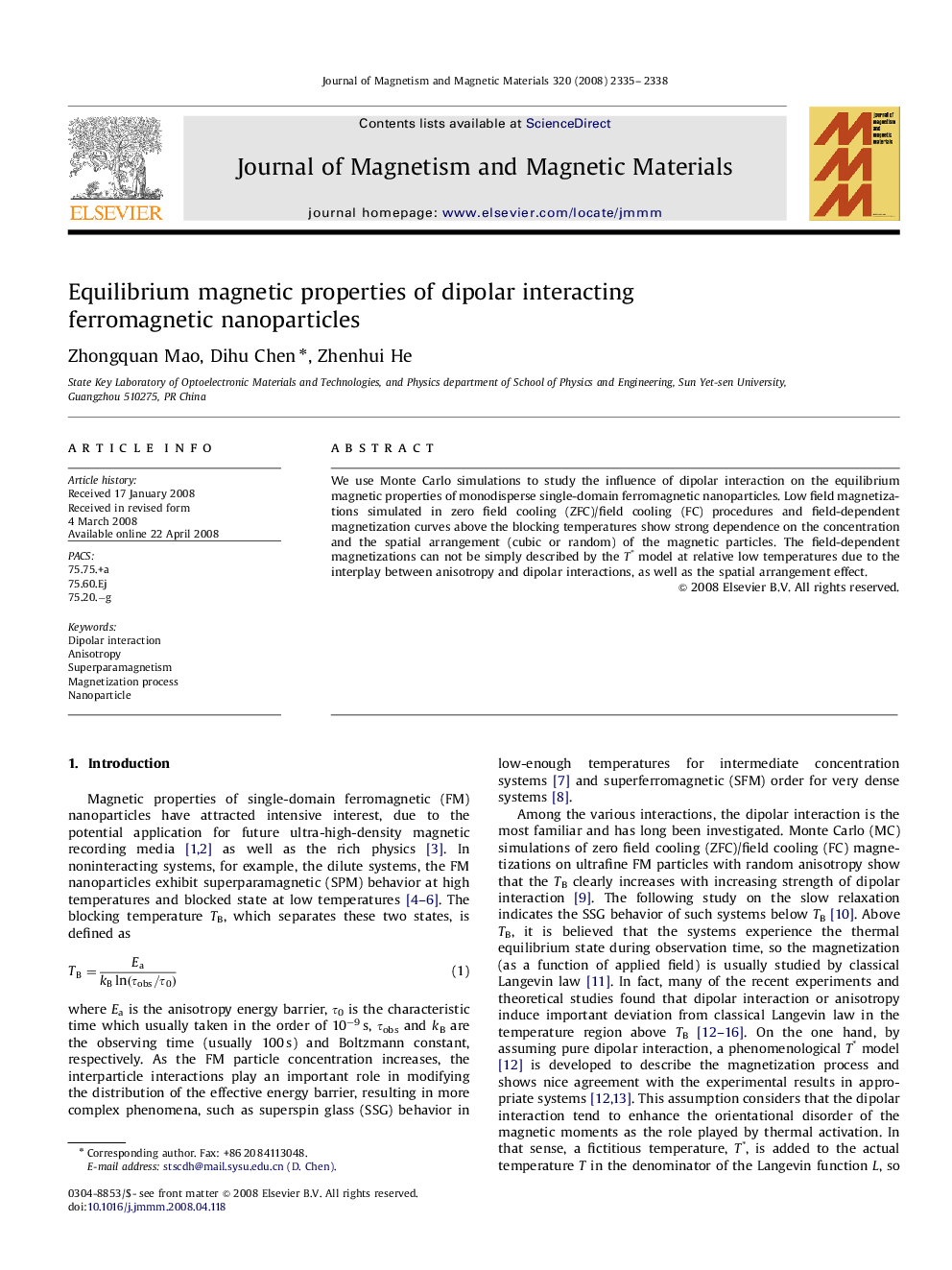 Equilibrium magnetic properties of dipolar interacting ferromagnetic nanoparticles