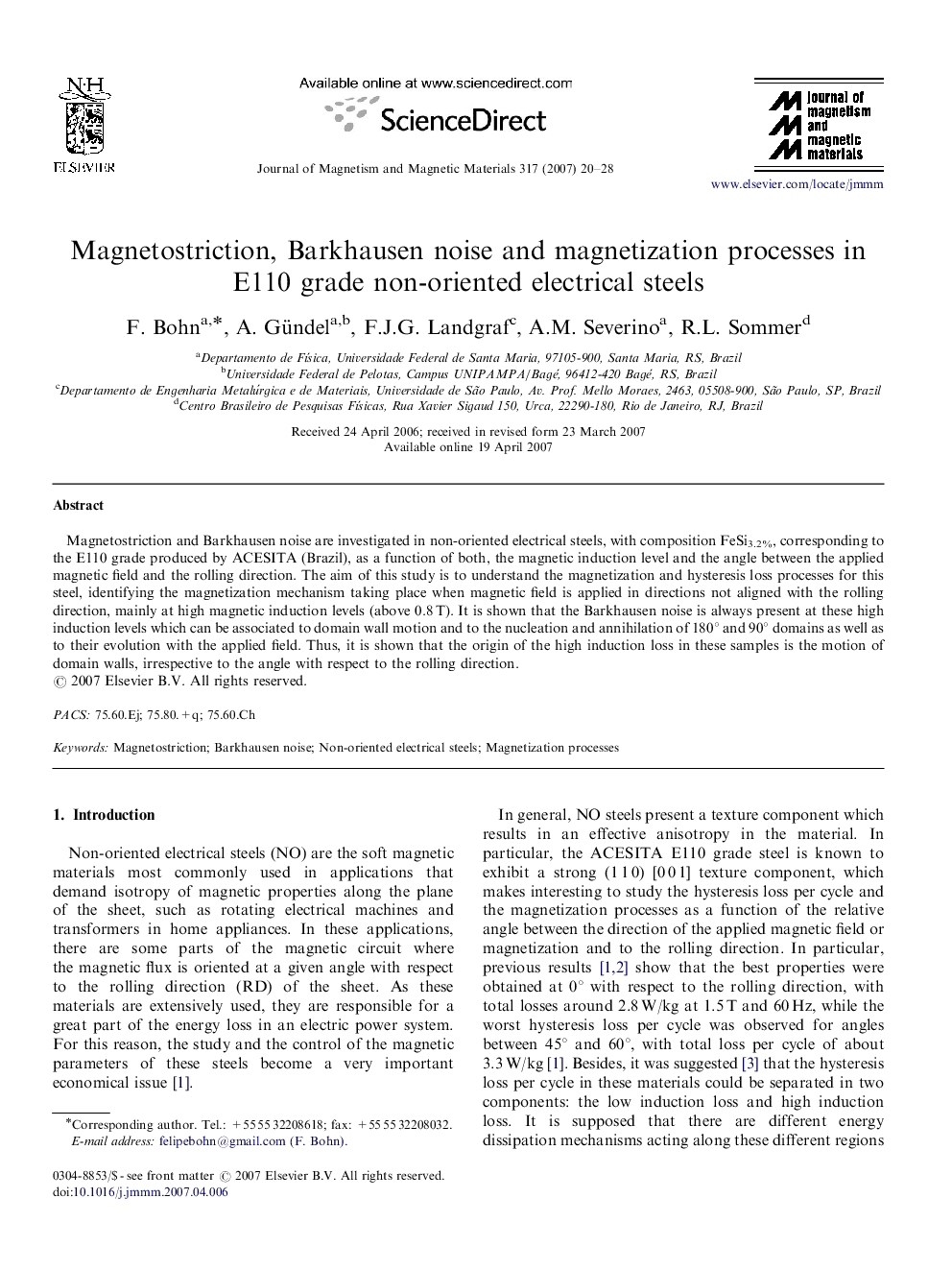 Magnetostriction, Barkhausen noise and magnetization processes in E110 grade non-oriented electrical steels