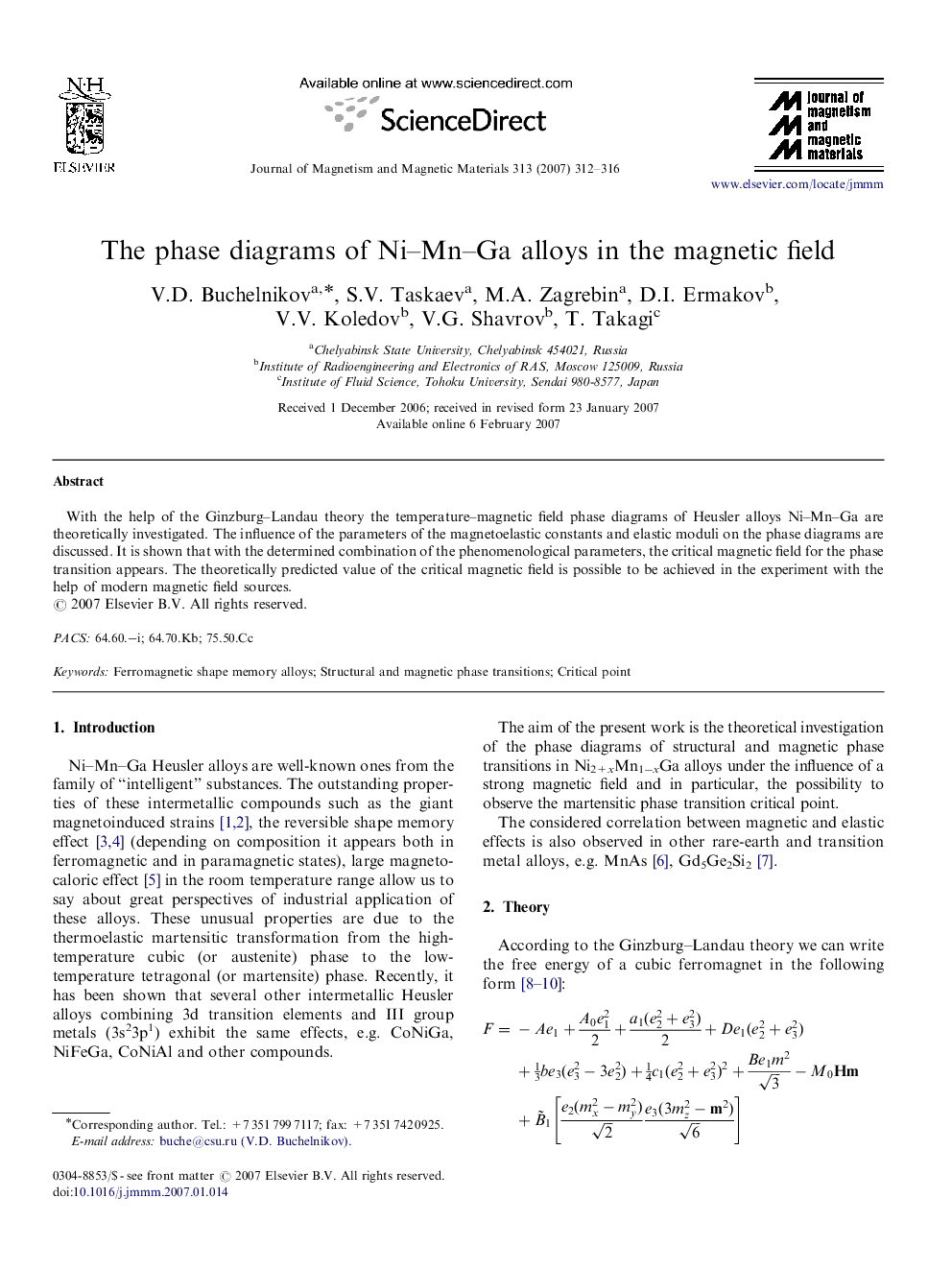 The phase diagrams of Ni–Mn–Ga alloys in the magnetic field