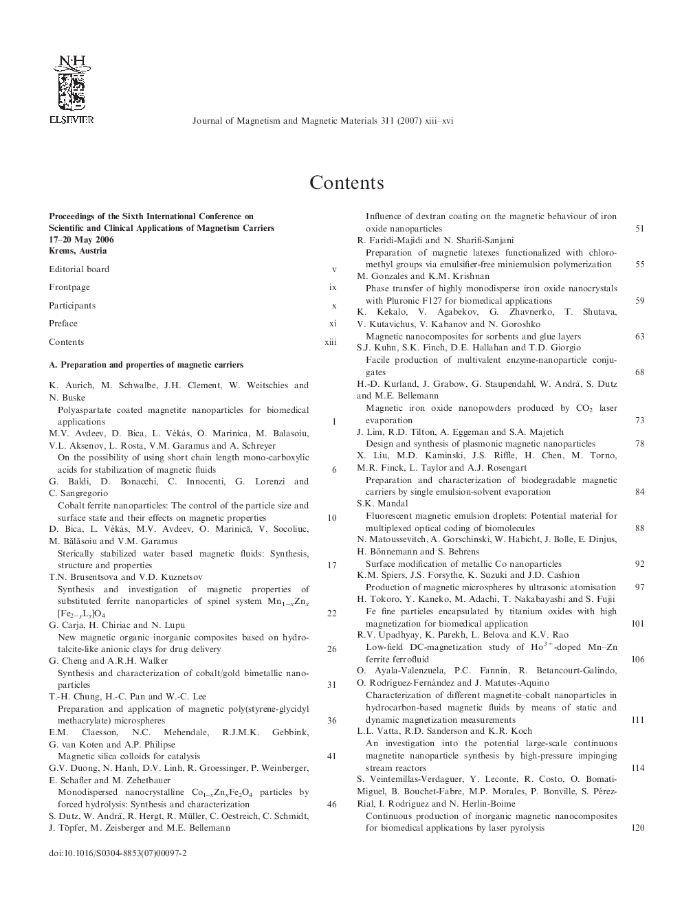 Contents list
