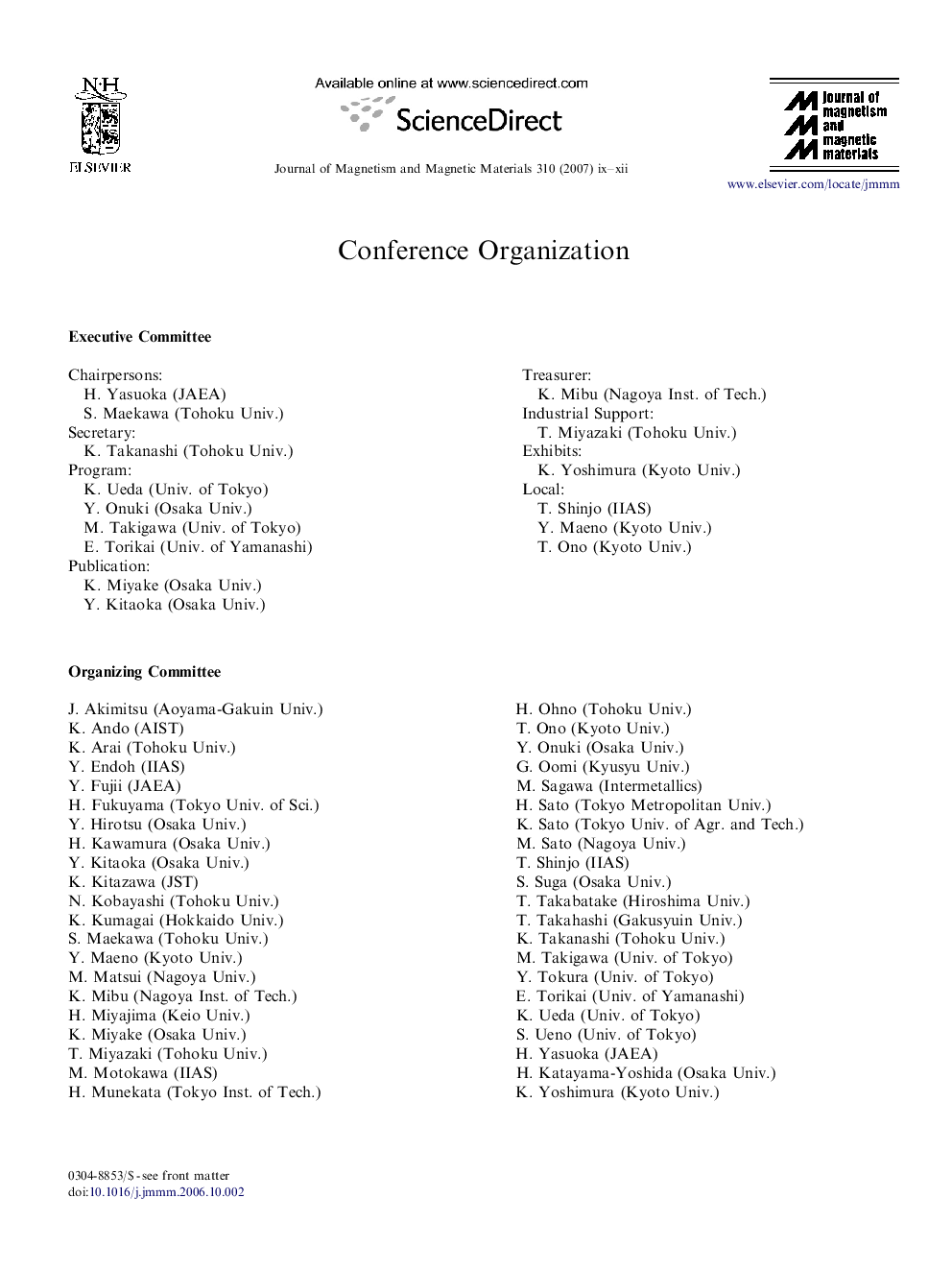 عکس صفحه اول مقاله: Conference Organization Conference Organization