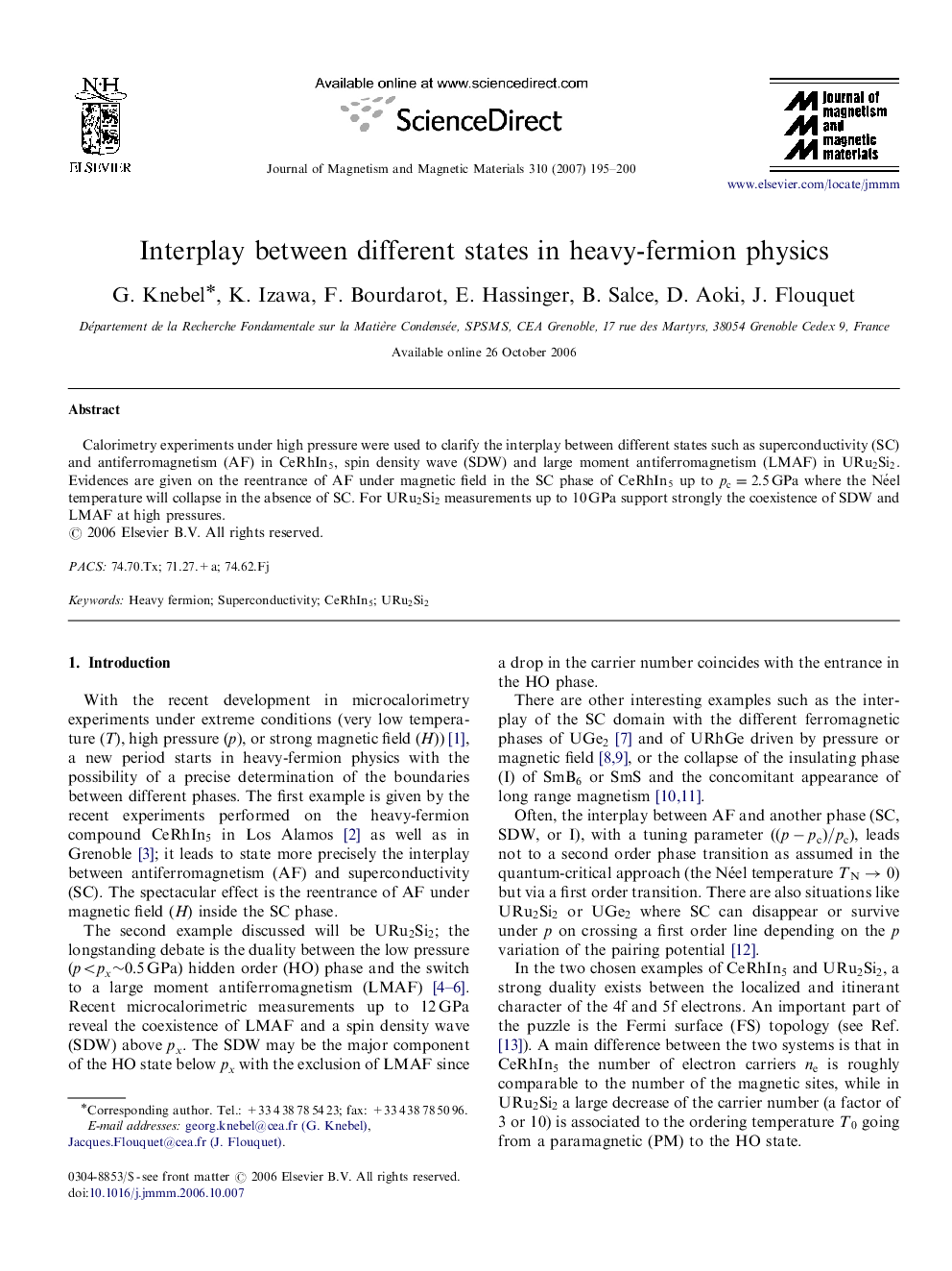 عکس صفحه اول مقاله: Interplay between different states in heavy-fermion physics Interplay between different states in heavy-fermion physics