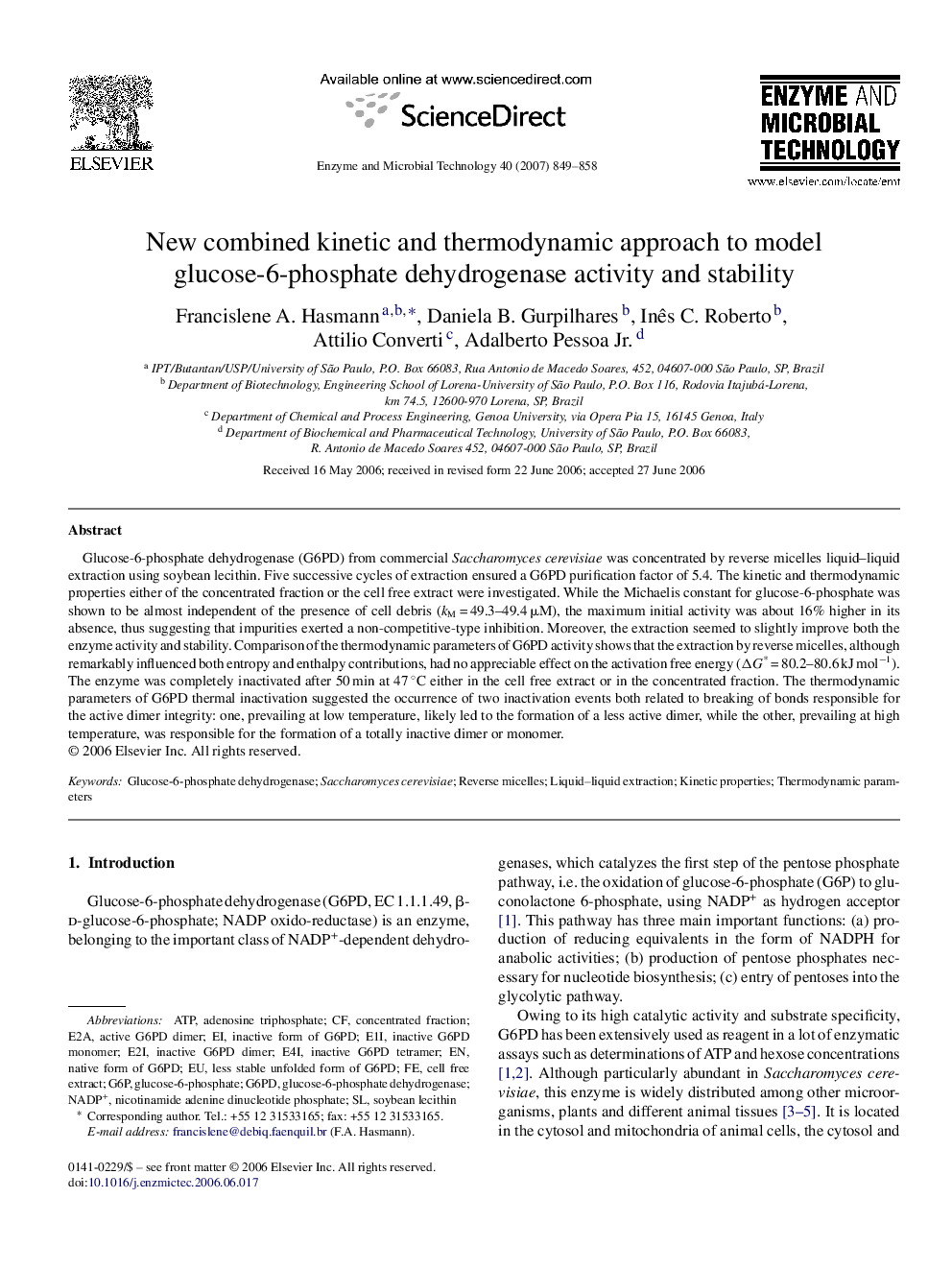 New combined kinetic and thermodynamic approach to model glucose-6-phosphate dehydrogenase activity and stability