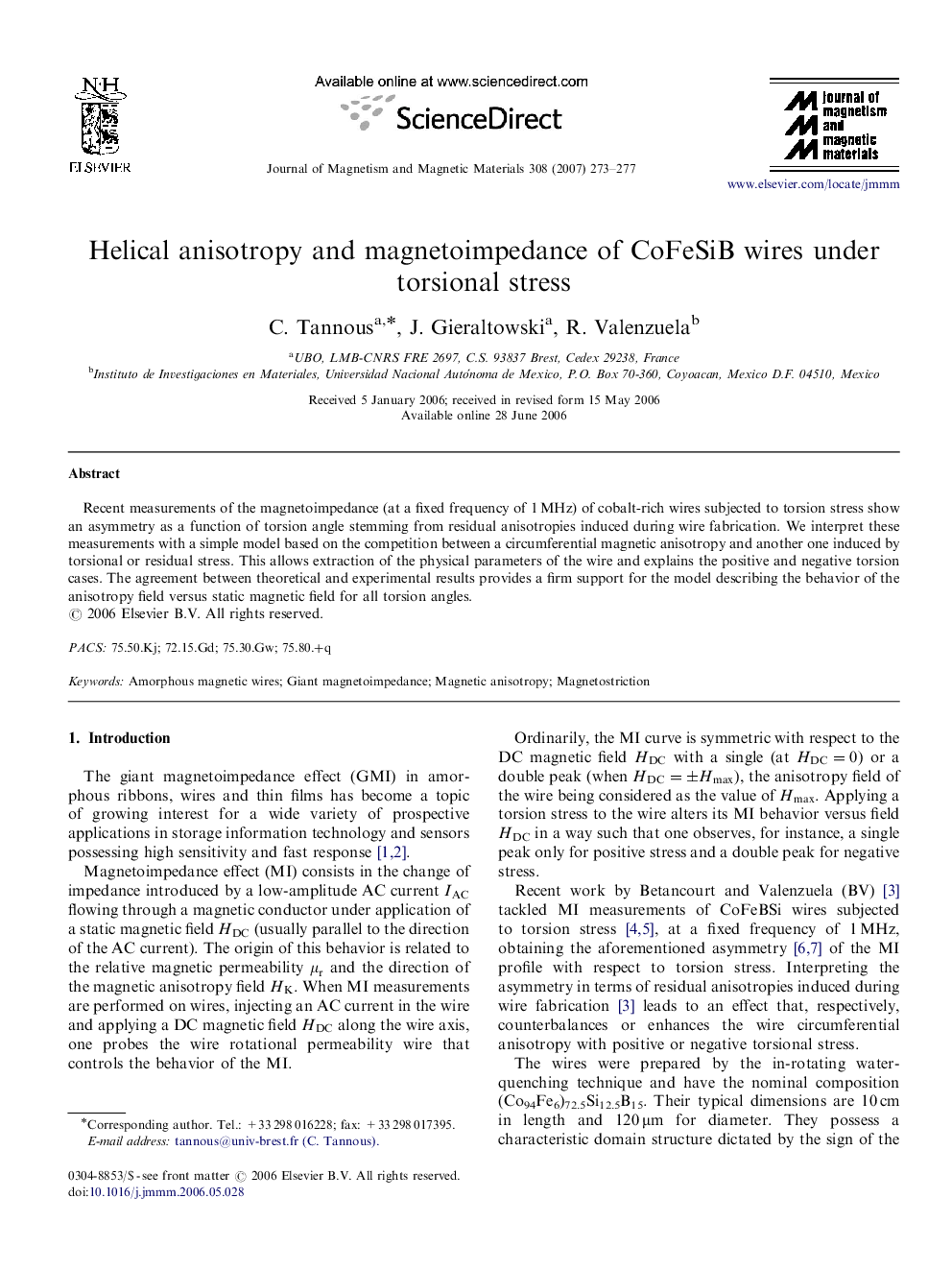 Helical anisotropy and magnetoimpedance of CoFeSiB wires under torsional stress