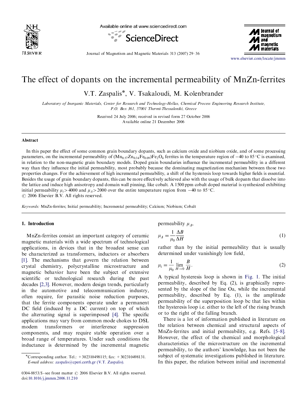 The effect of dopants on the incremental permeability of MnZn-ferrites