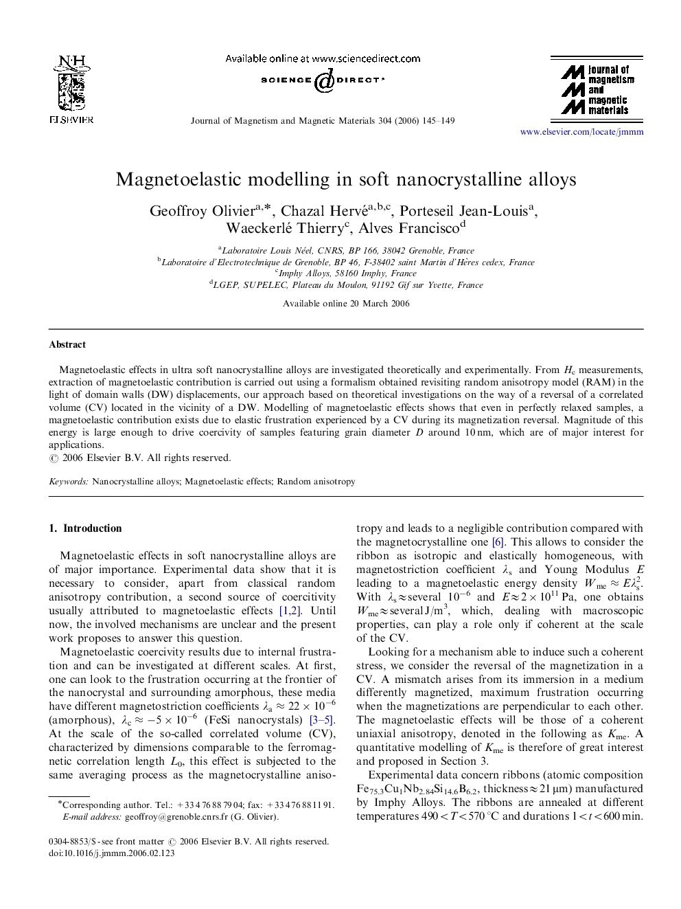 Magnetoelastic modelling in soft nanocrystalline alloys