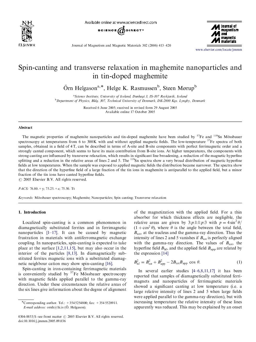 Spin-canting and transverse relaxation in maghemite nanoparticles and in tin-doped maghemite