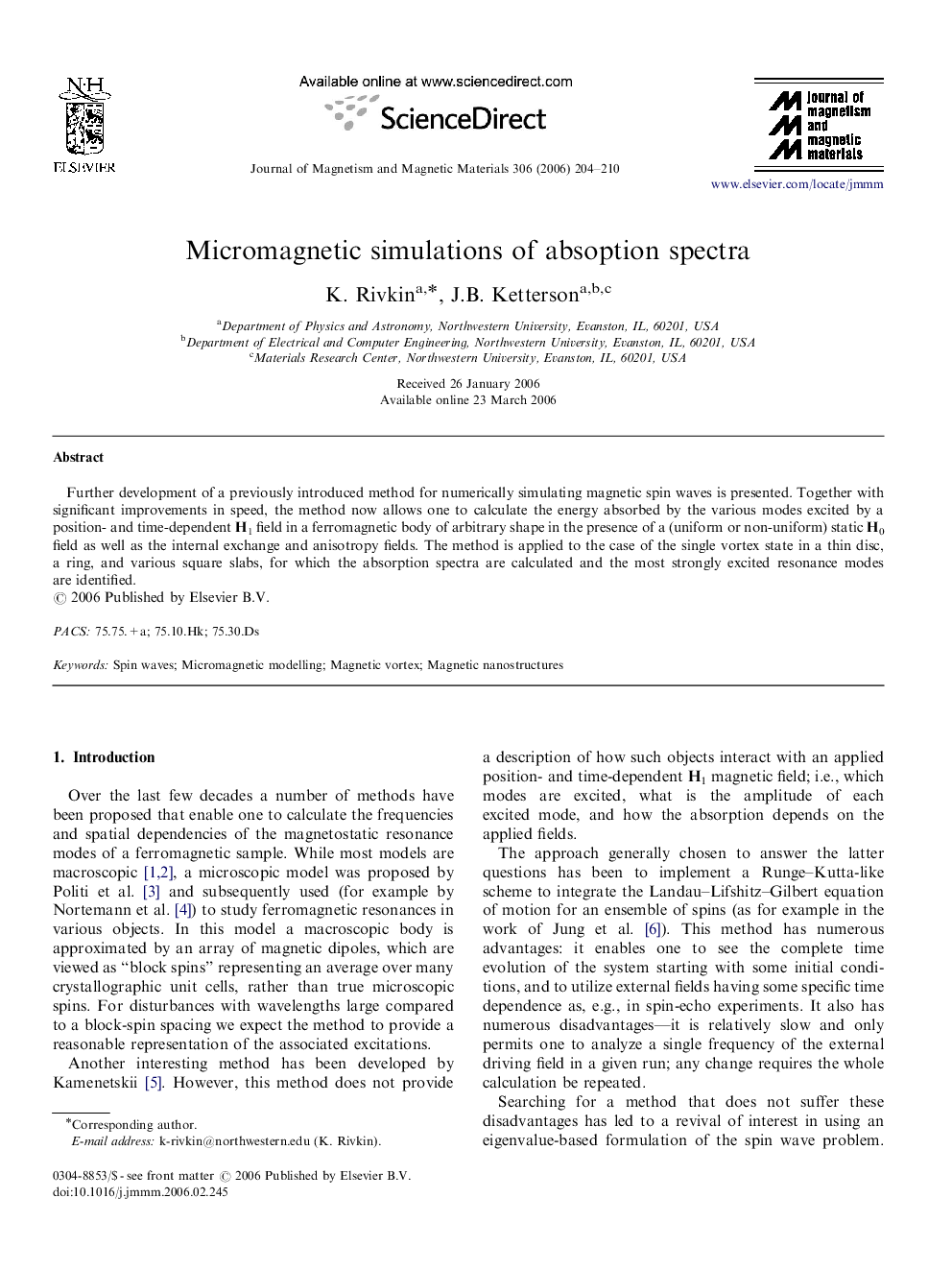 Micromagnetic simulations of absoption spectra