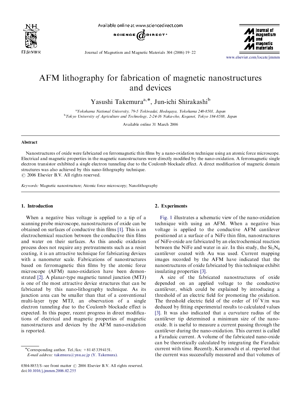 AFM lithography for fabrication of magnetic nanostructures and devices