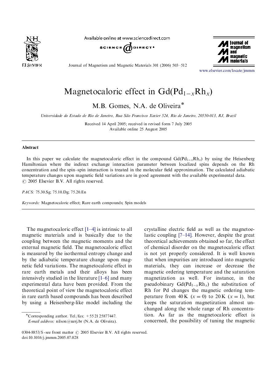 Magnetocaloric effect in Gd(Pd1-xRhx)