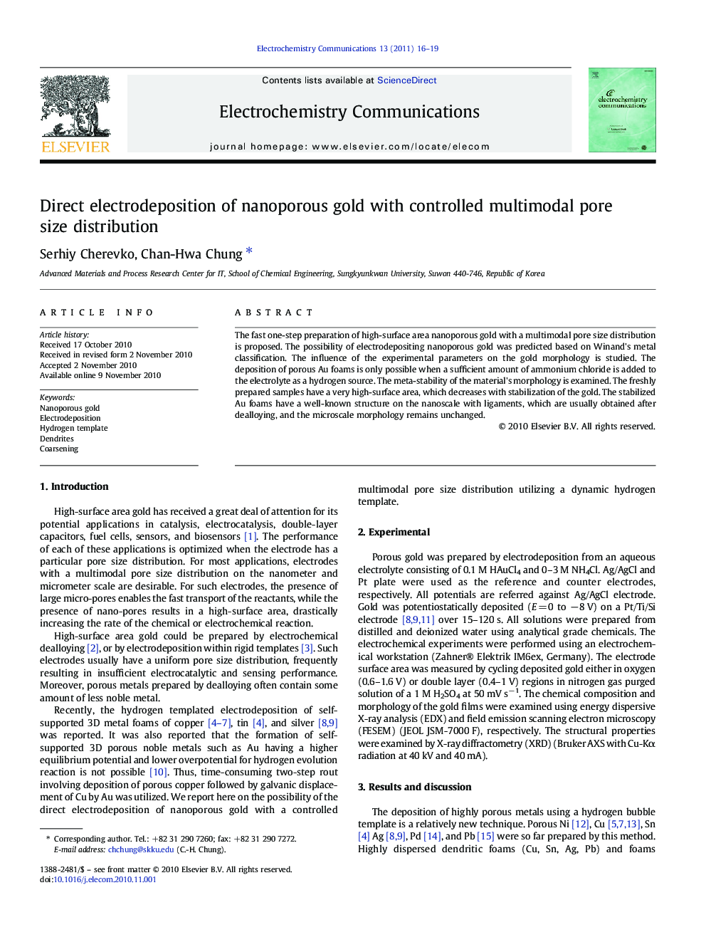 Direct electrodeposition of nanoporous gold with controlled multimodal pore size distribution