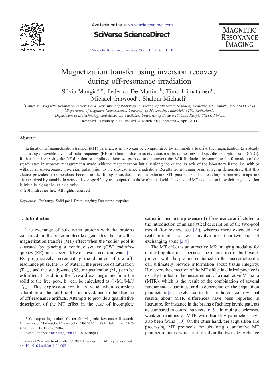 Magnetization transfer using inversion recovery during off-resonance irradiation