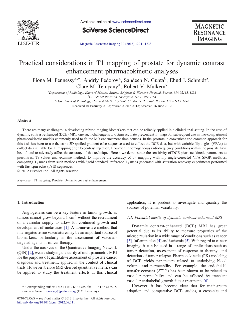 Practical considerations in T1 mapping of prostate for dynamic contrast enhancement pharmacokinetic analyses